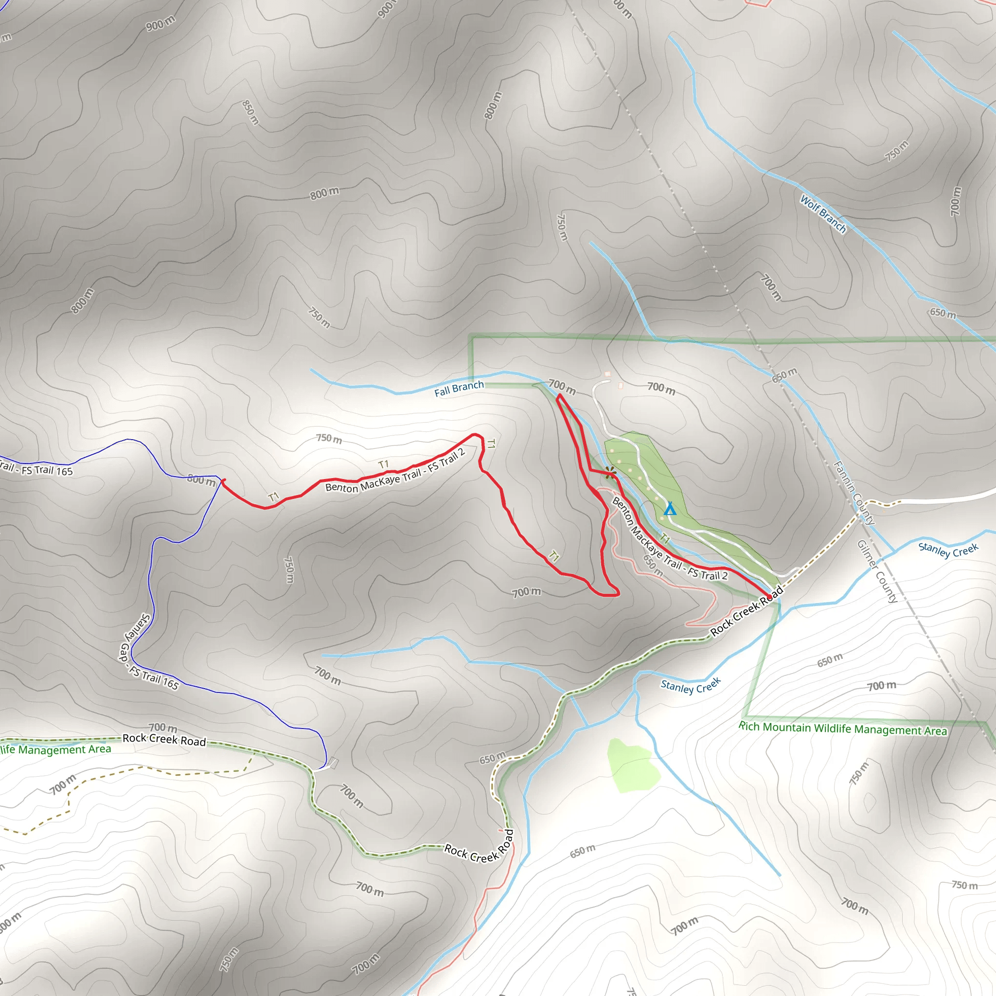 Benton MacKaye Trail from Rock Creek Road mobile static map