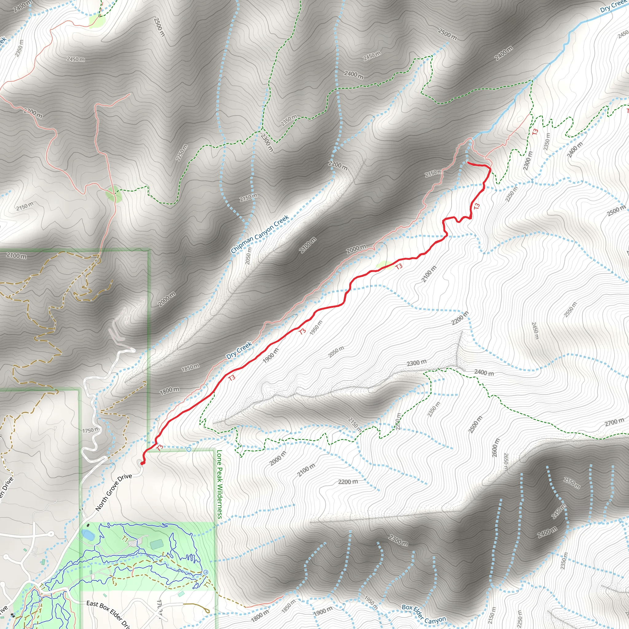 Deer Creek and Dry Creek Trail mobile static map