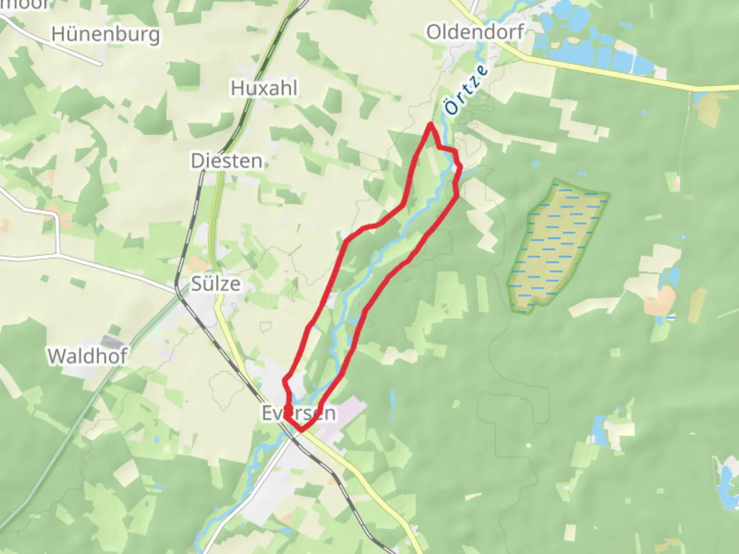 An image depicting the trail Mühlenteich via Langenbergsweg and its surrounding area.