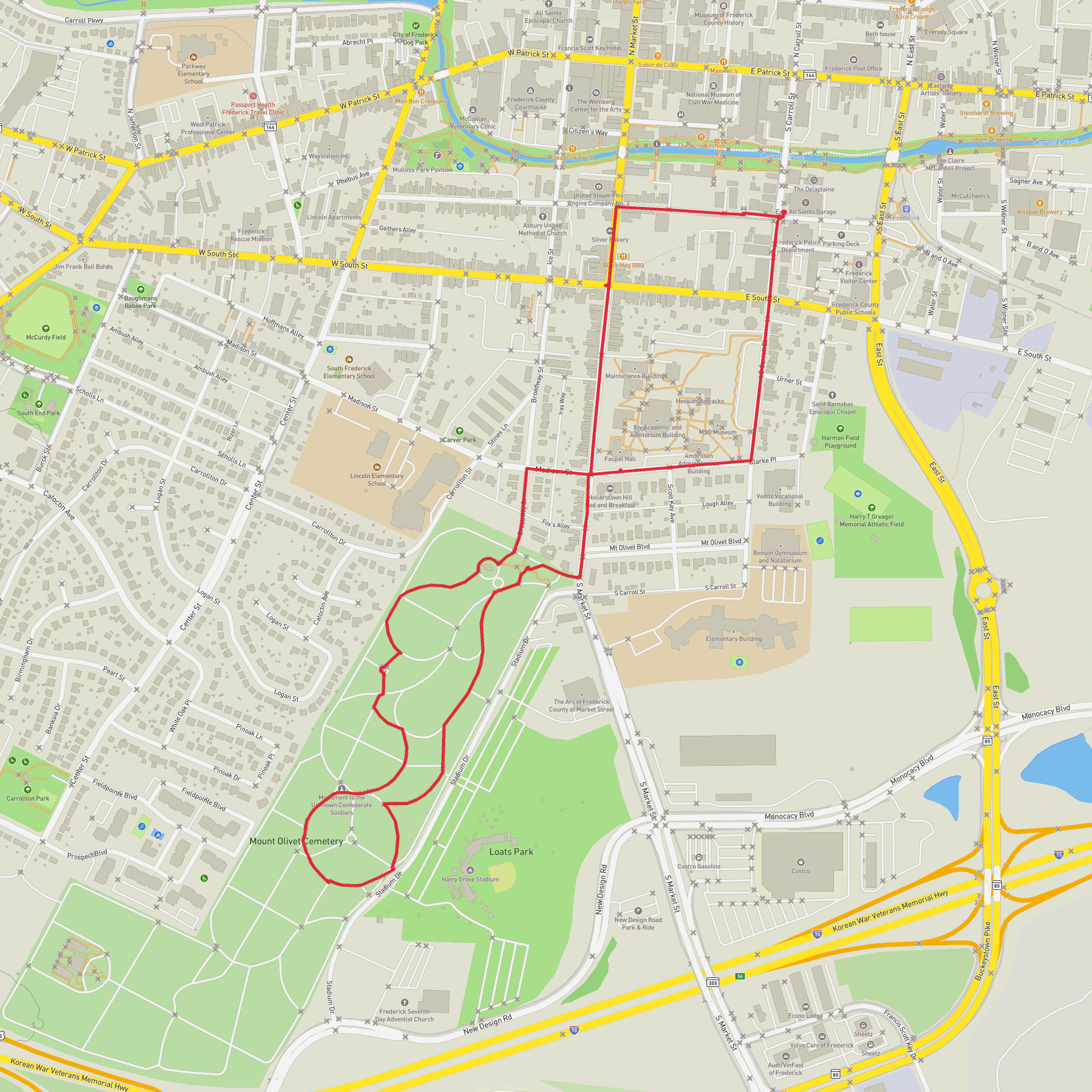 Hessian Barracks - Olivet Loop mobile static map