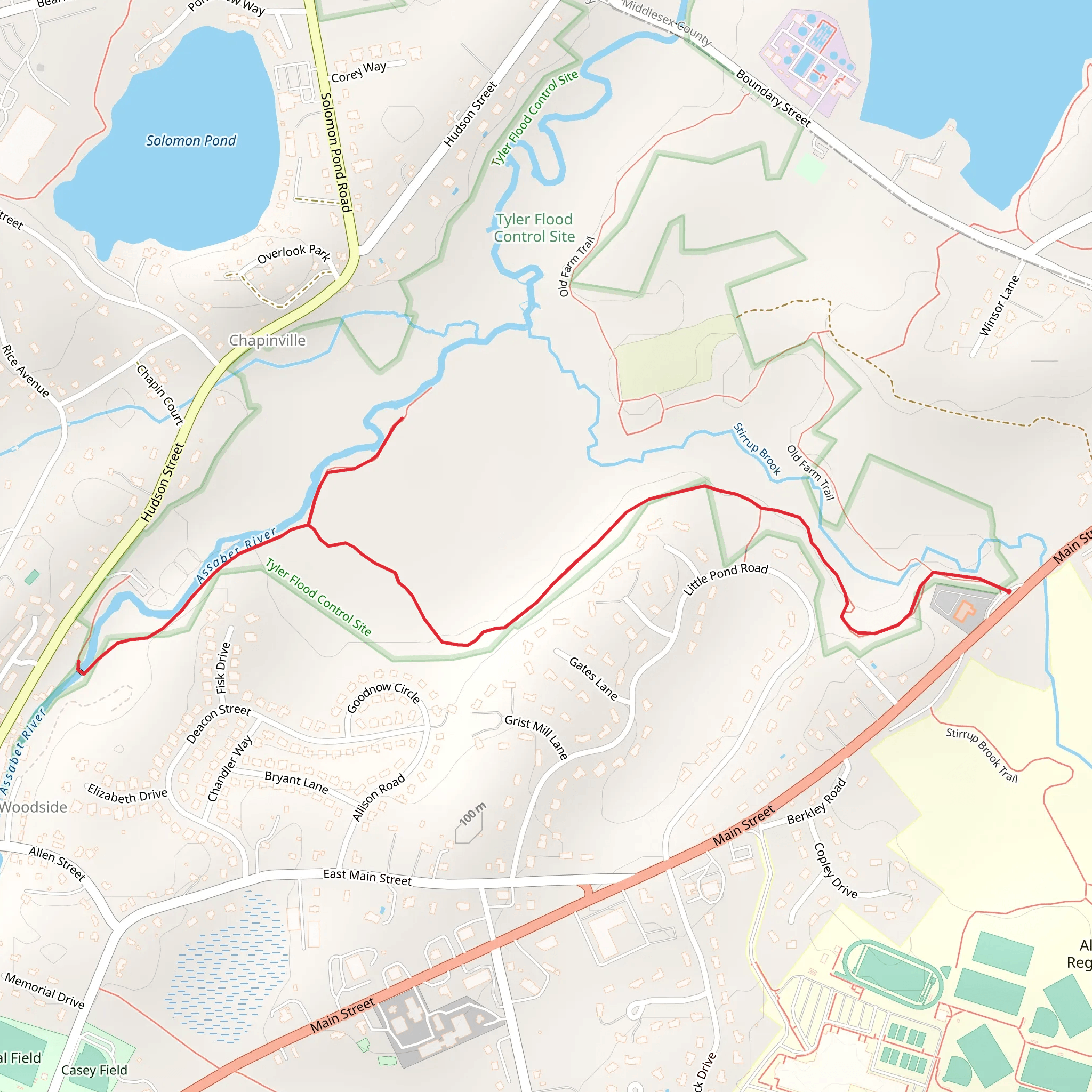 Assabet River via Old Farm Trail mobile static map