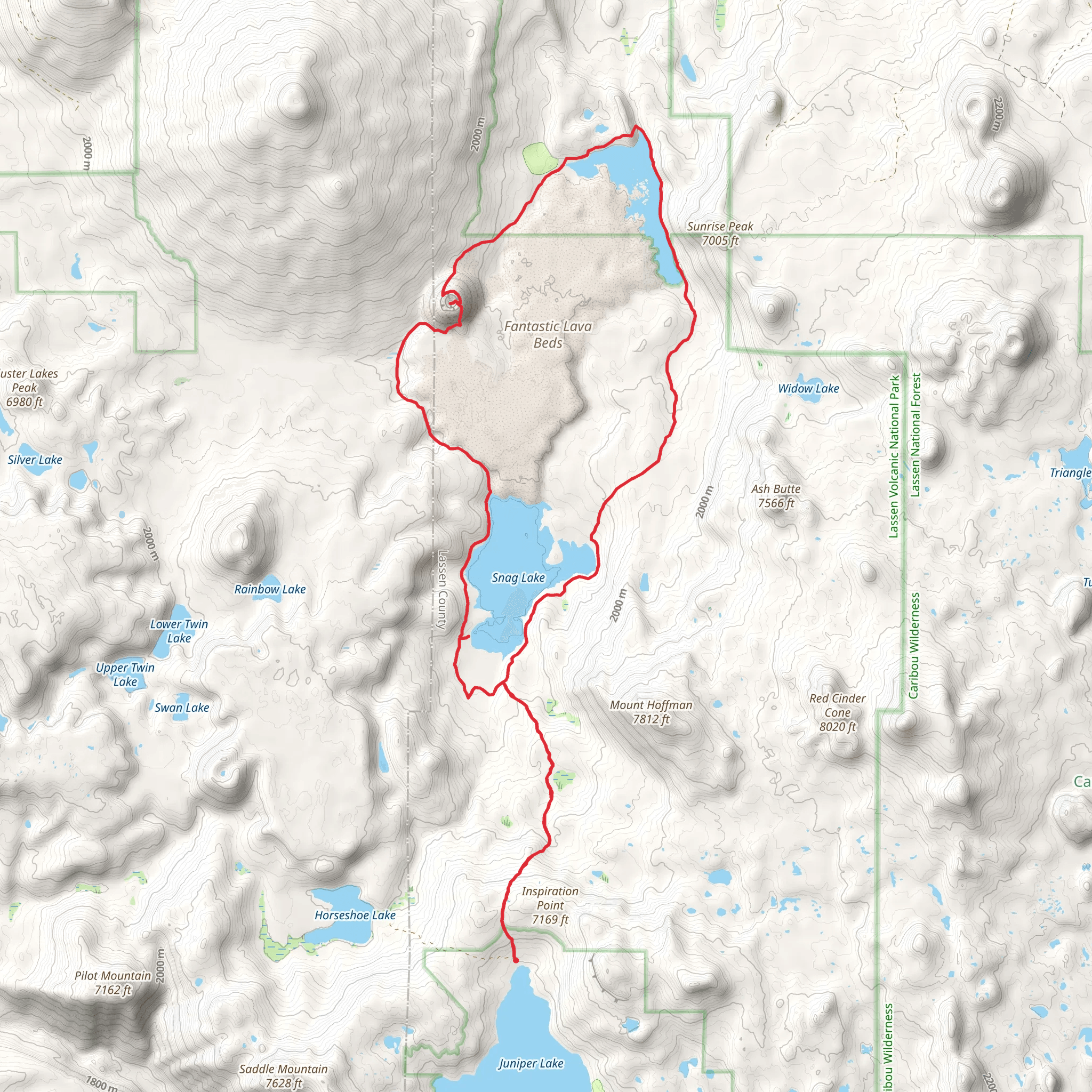 Juniper Lake To Butte Lake, Cinder Cone Loop Trail mobile static map