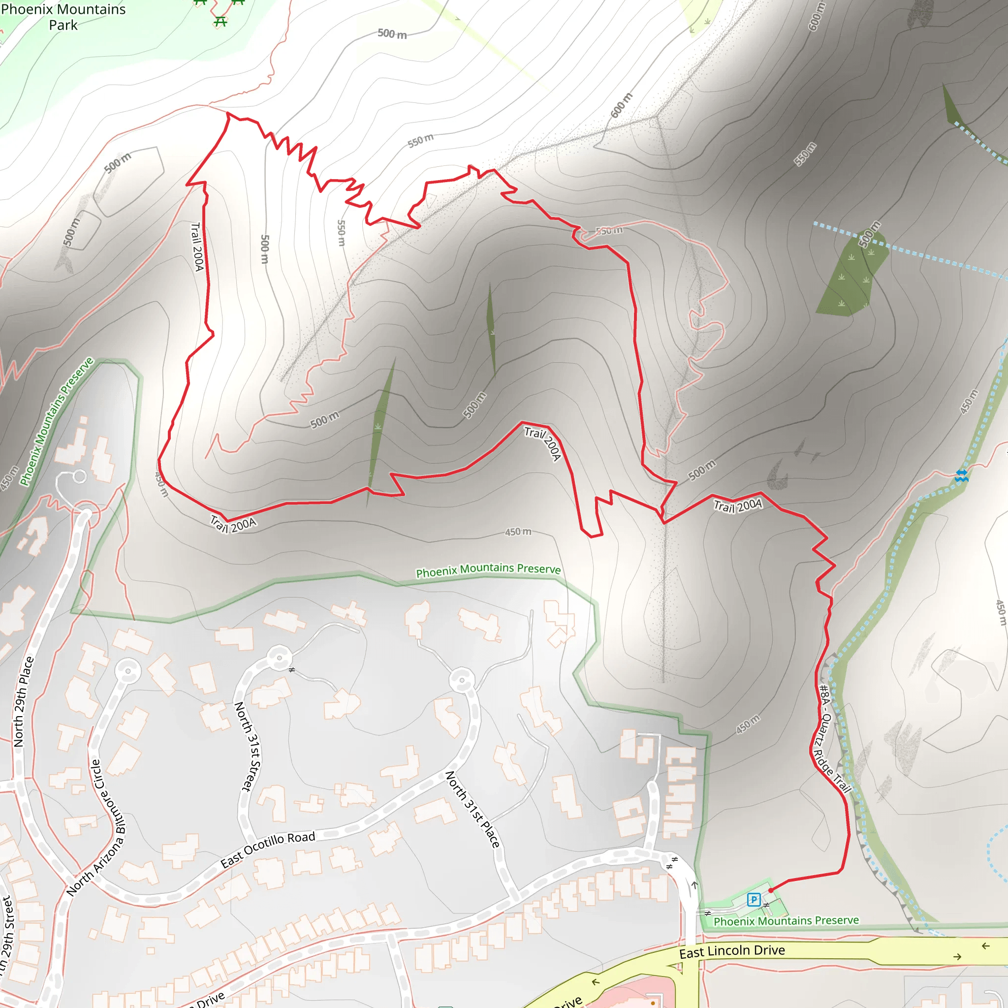 East Lincoln Drive Loop - North mobile static map