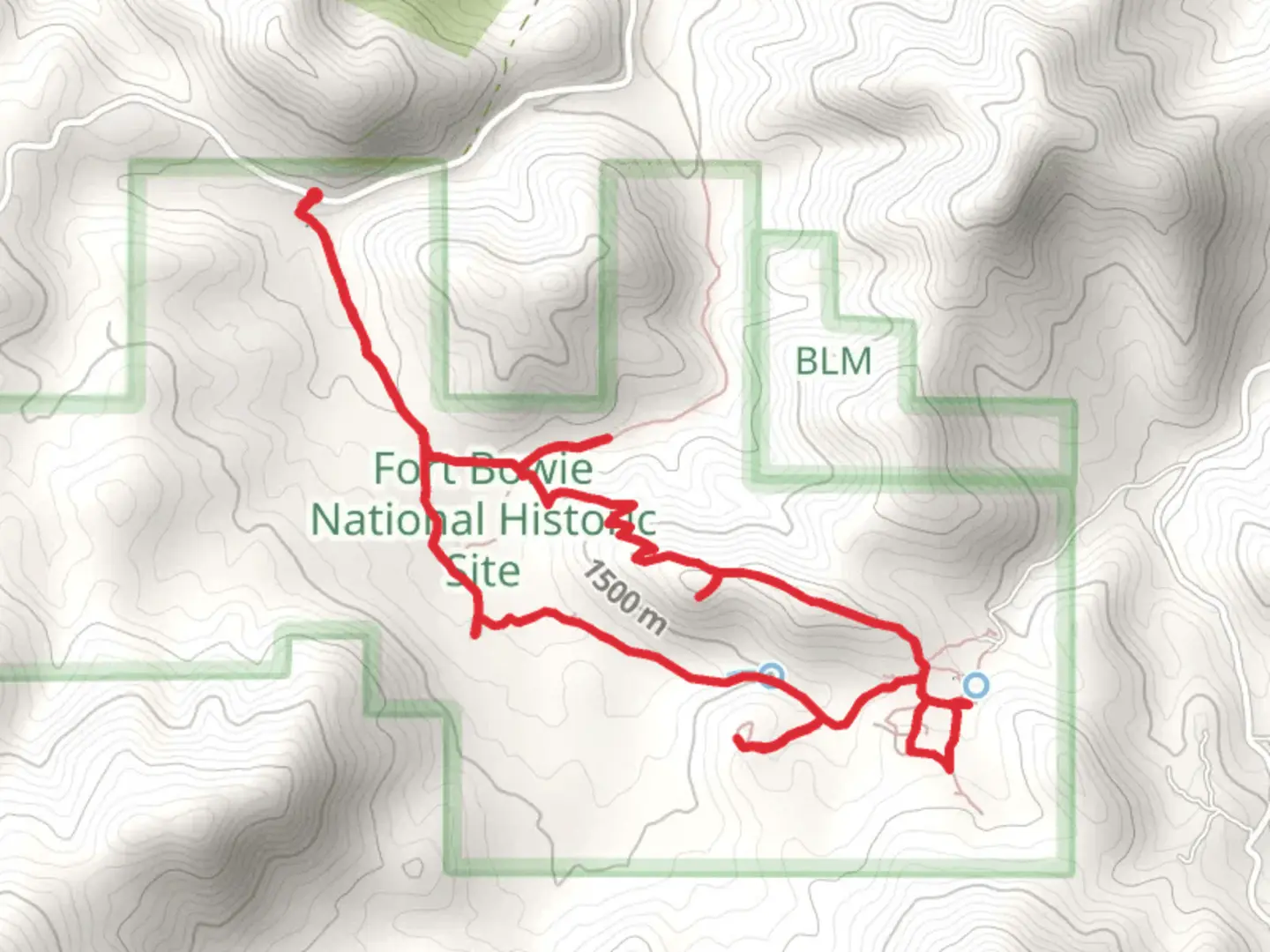 An image depicting the trail First and Second Fort Bowie Loop and its surrounding area.