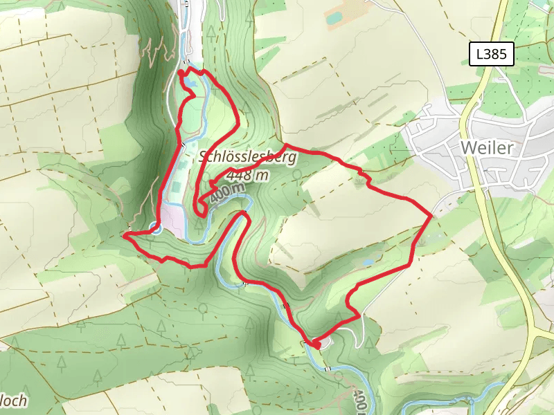 Kurpark, Sieben Taler Hohle, Schlosslesberg and Ehinger Burg Loop