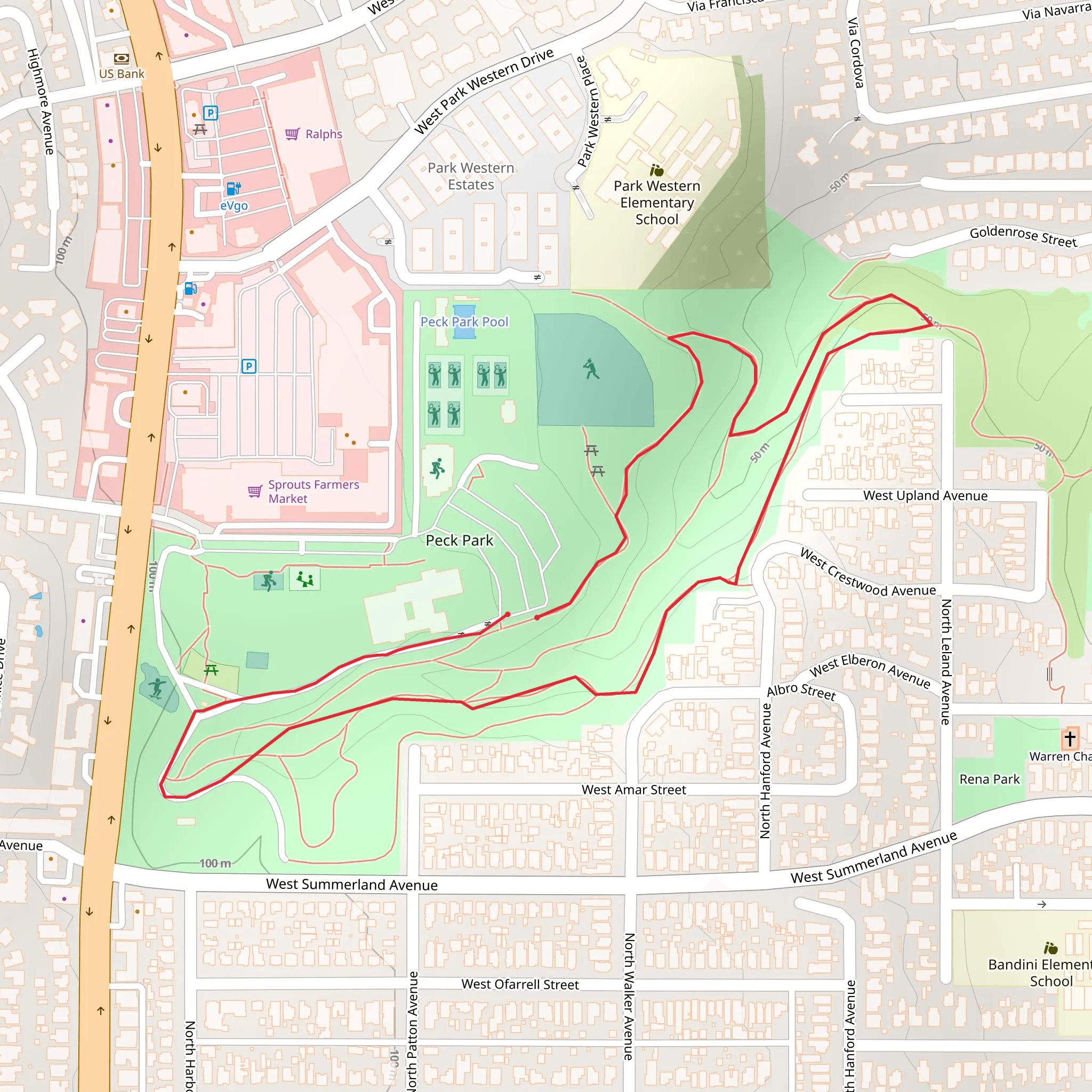 Peck Park South Loop mobile static map