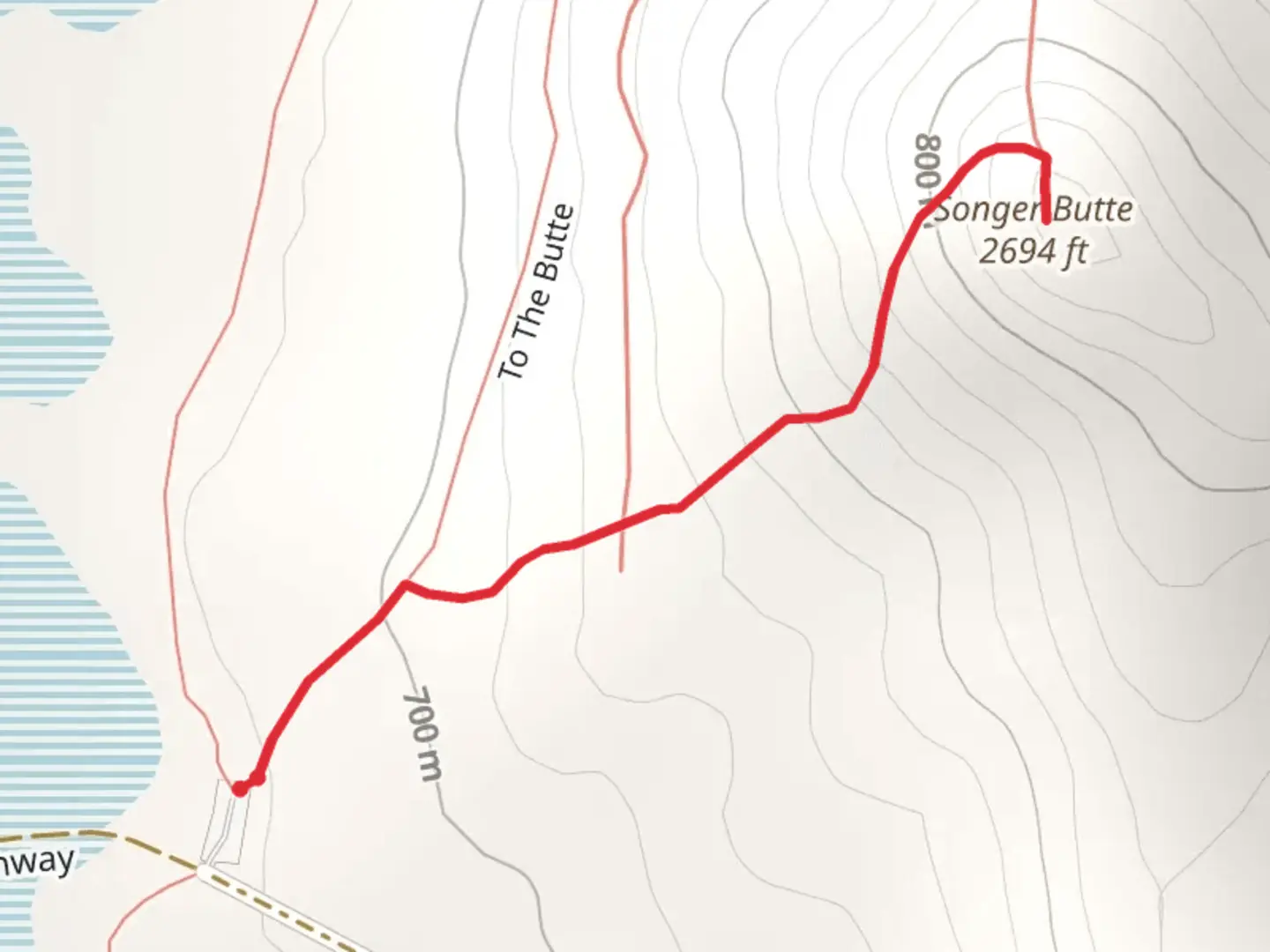 An image depicting the trail Songer Butte and its surrounding area.