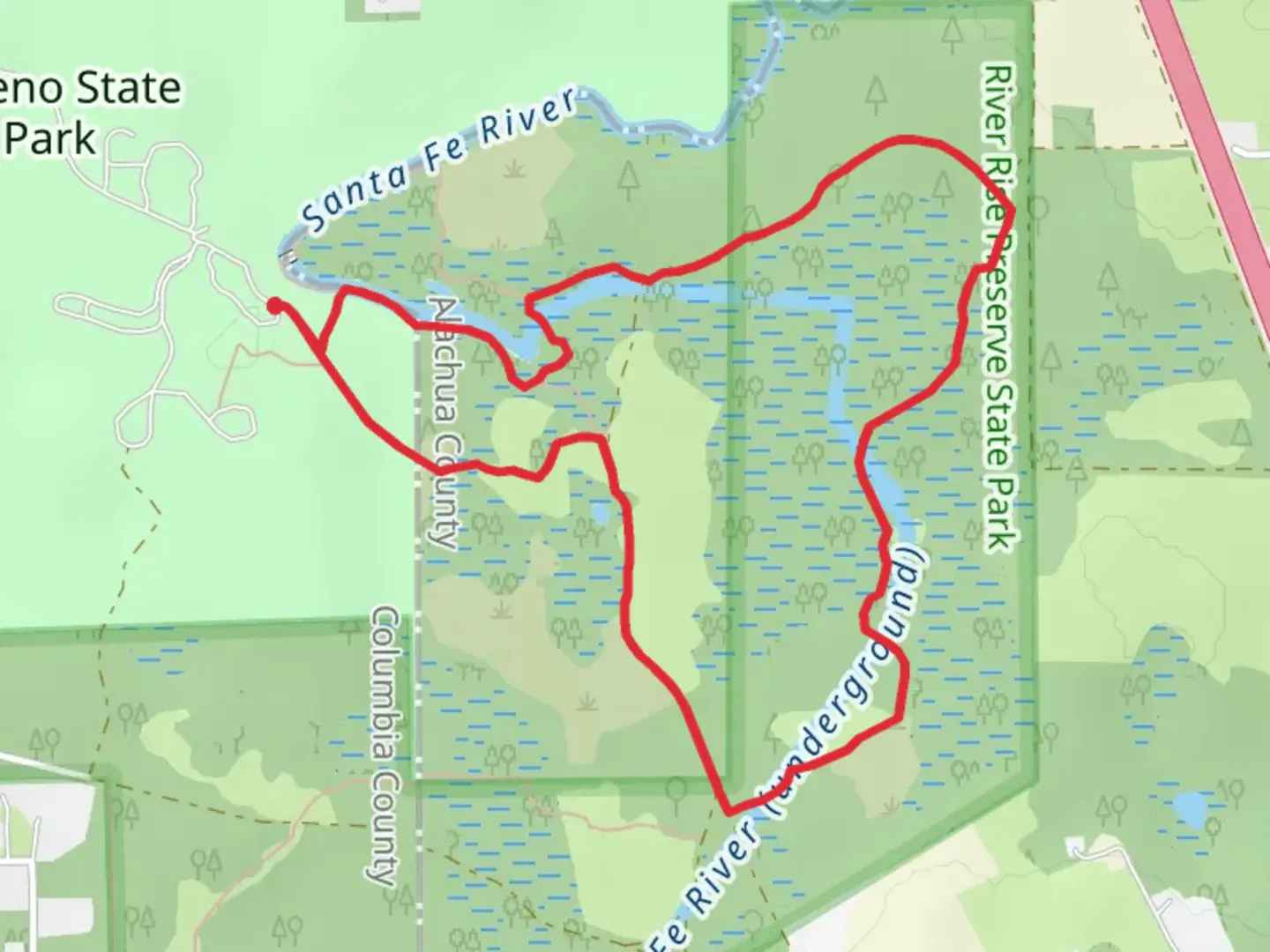 An image depicting the trail O'Kemp Group Camp Loop - East and its surrounding area.