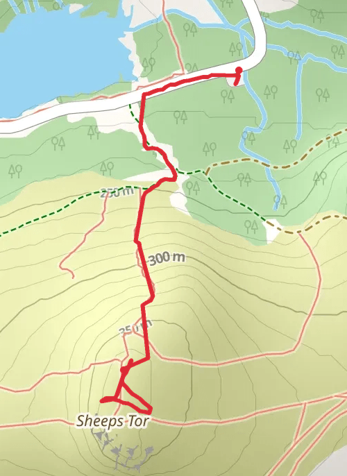 Wild camp on sheeps tor mobile static map