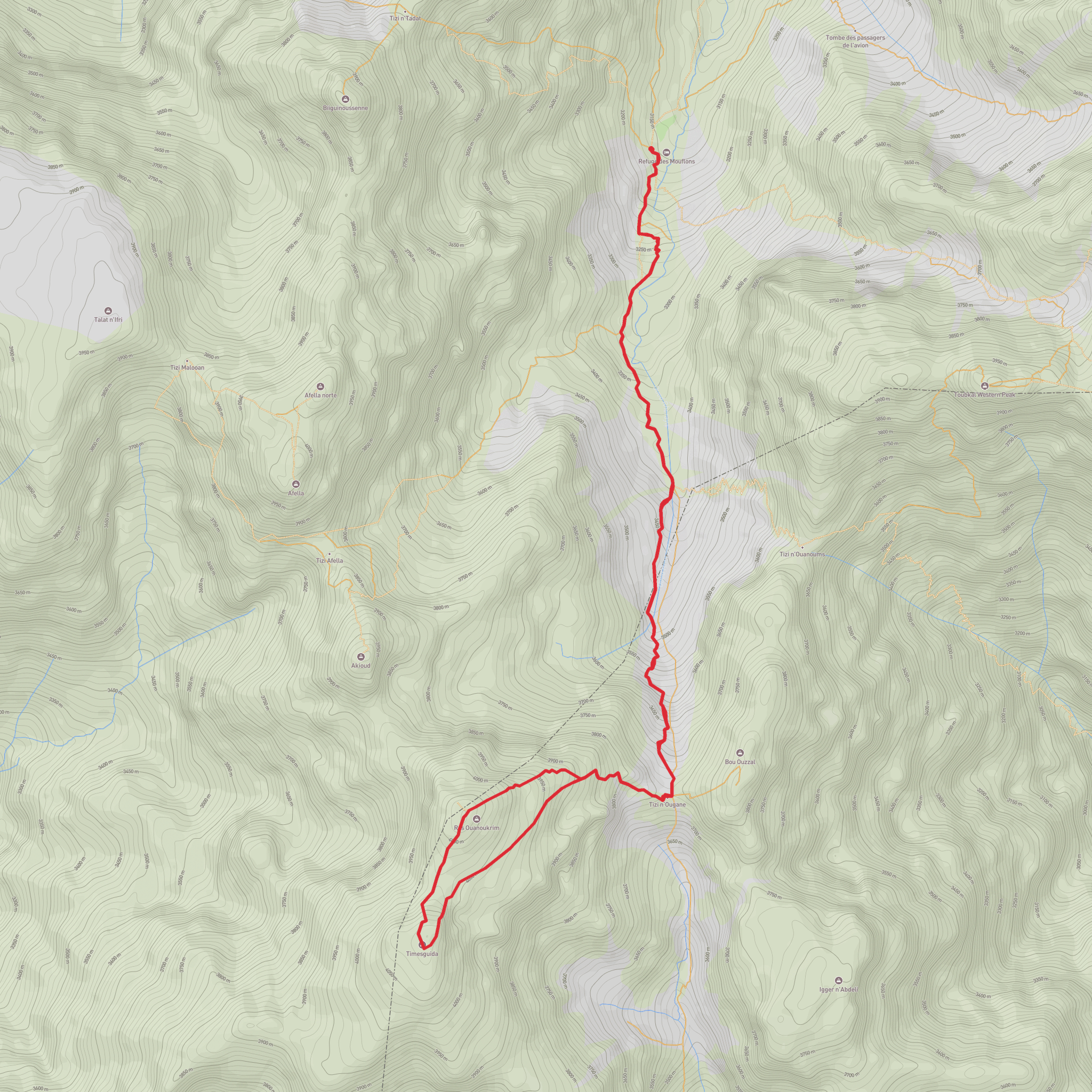 Ras Ouanoukrim, Tizi n'Ougane and Timesguida mobile static map