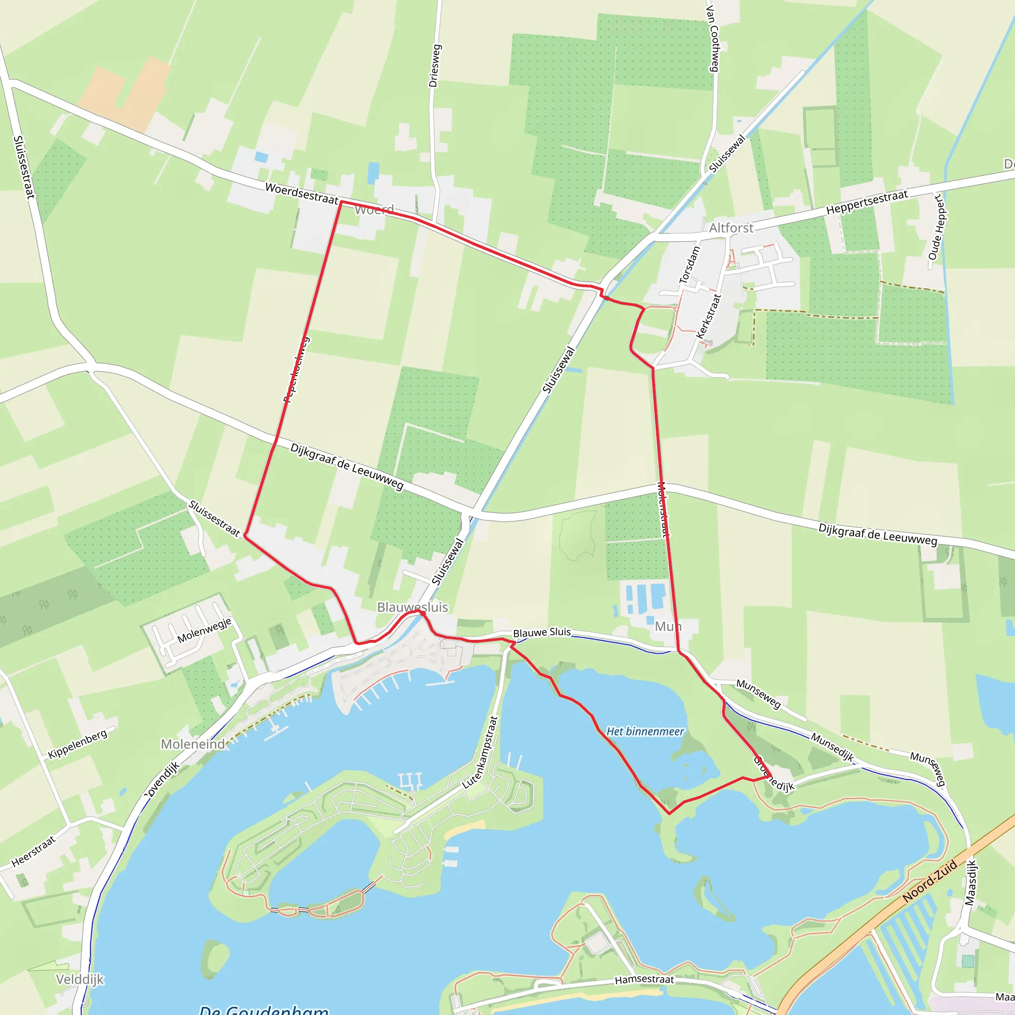 Het Binnenmeer via Blauwe Sluis and Altforst Loop mobile static map