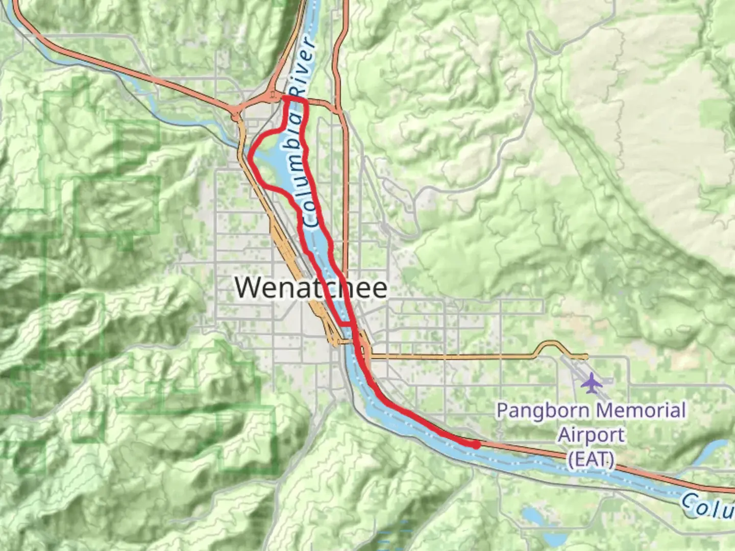 An image depicting the trail Rock Island Pool Loop via Apple Capital Recreation Trail and its surrounding area.