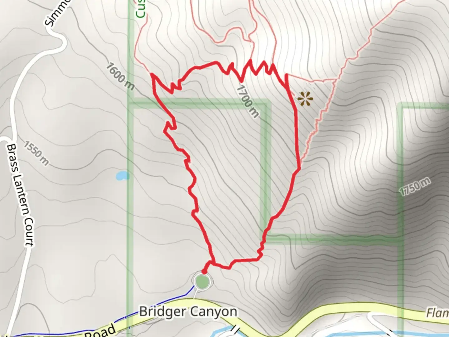 An image depicting the trail College 'M' Shortcut and Bridger Foothills Loop Trail and its surrounding area.