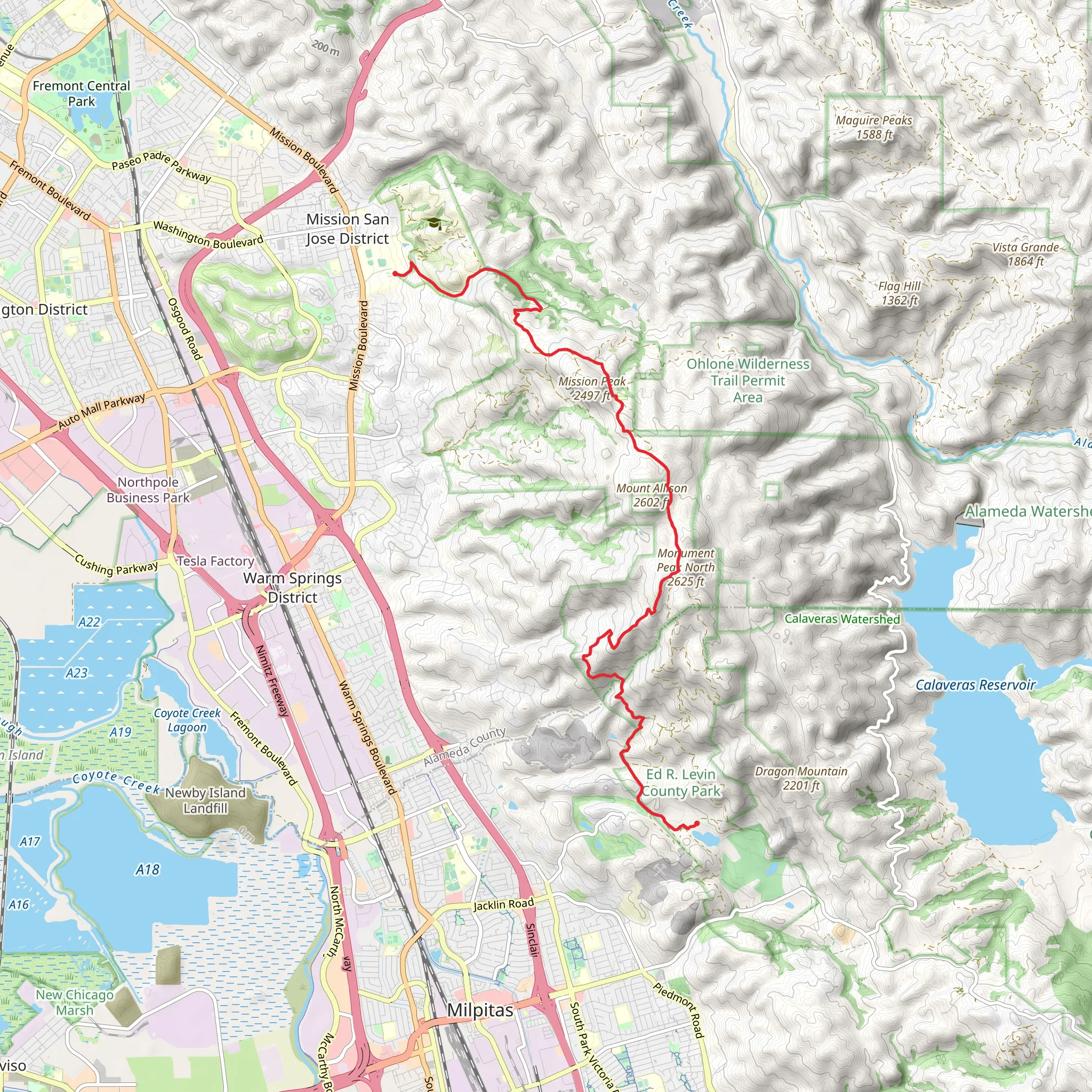 Peak Trail to Sandy Wool Lake mobile static map