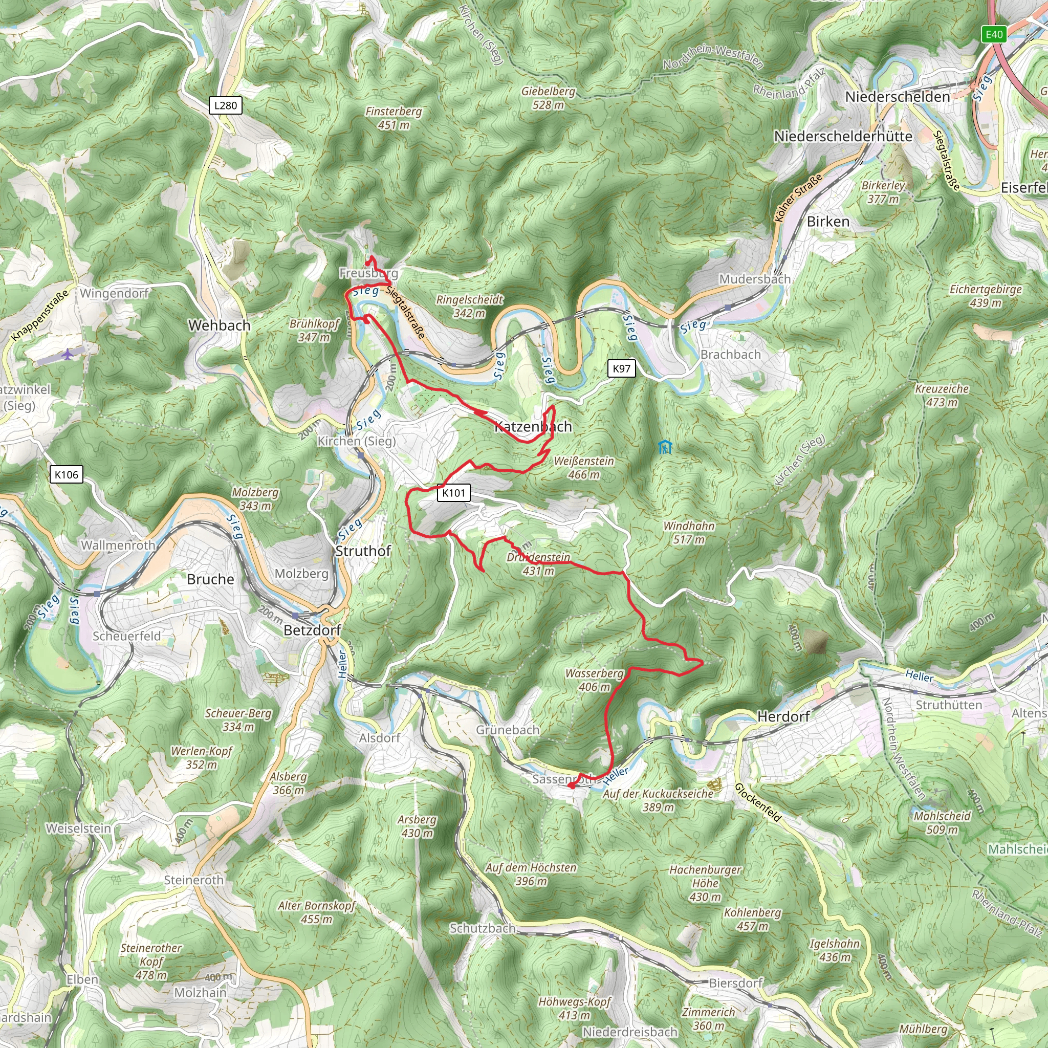 Freusburg to Sassenroth Walk mobile static map