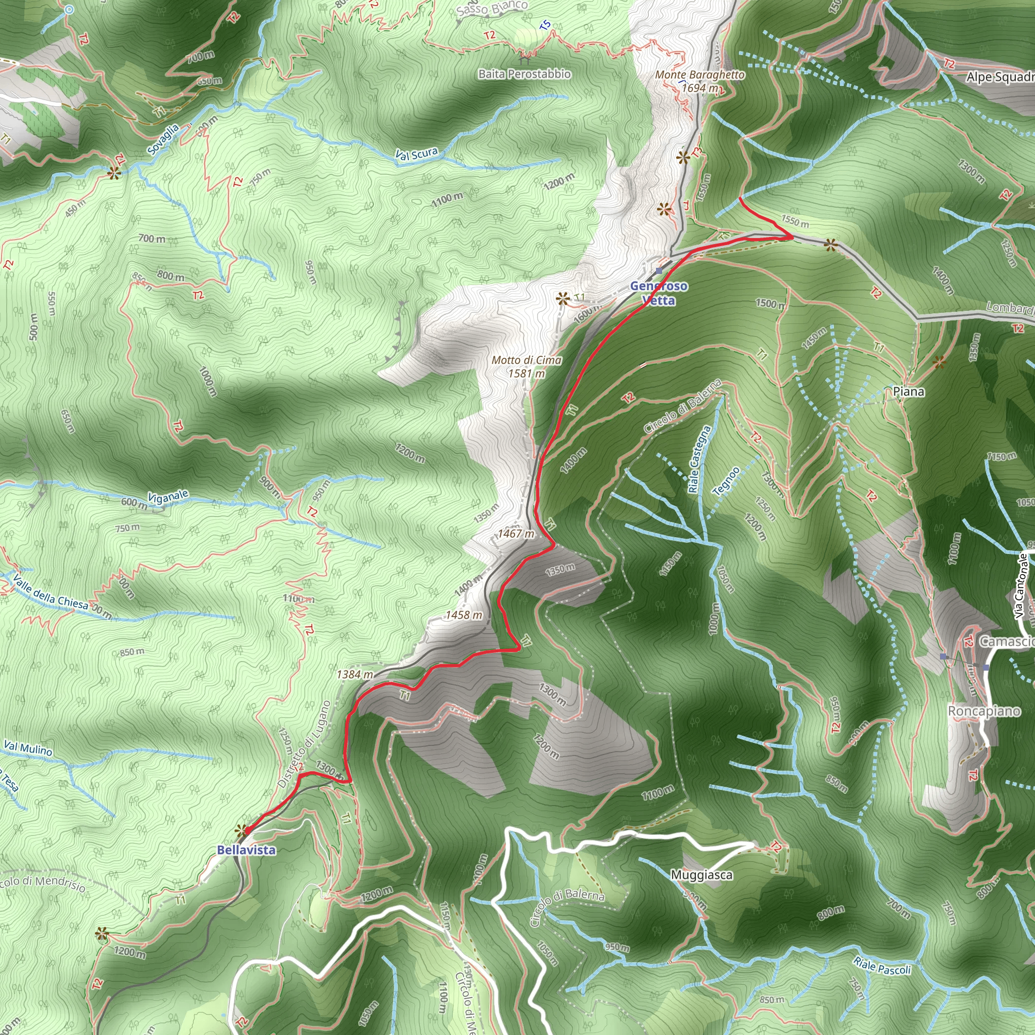 Bella Vista to Monte Generoso Trail mobile static map