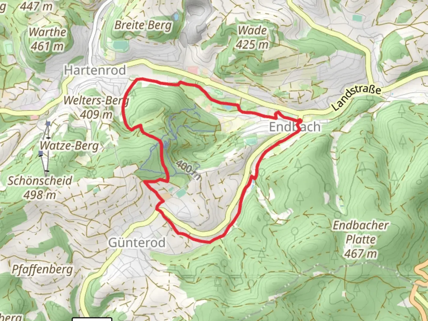 An image depicting the trail Wiesengrund and its surrounding area.