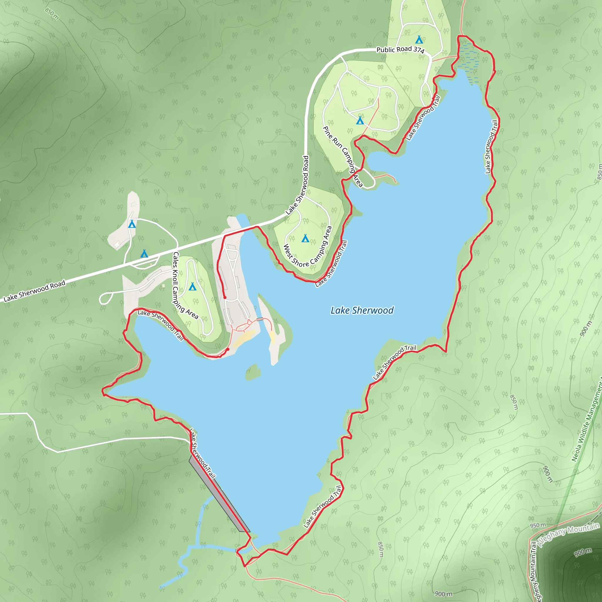 Lake Sherwood Trail mobile static map