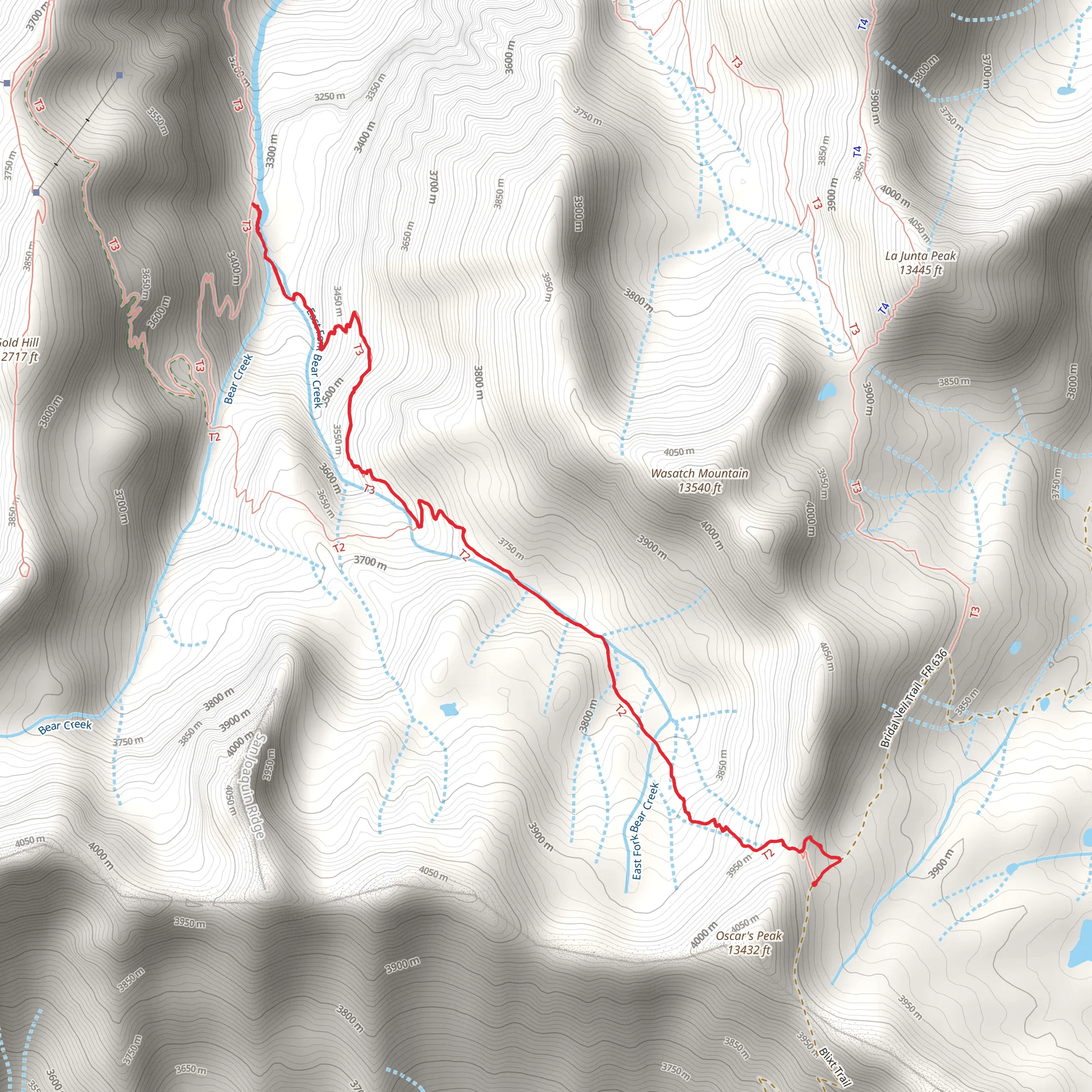 East Fork Bear Creek Trail mobile static map