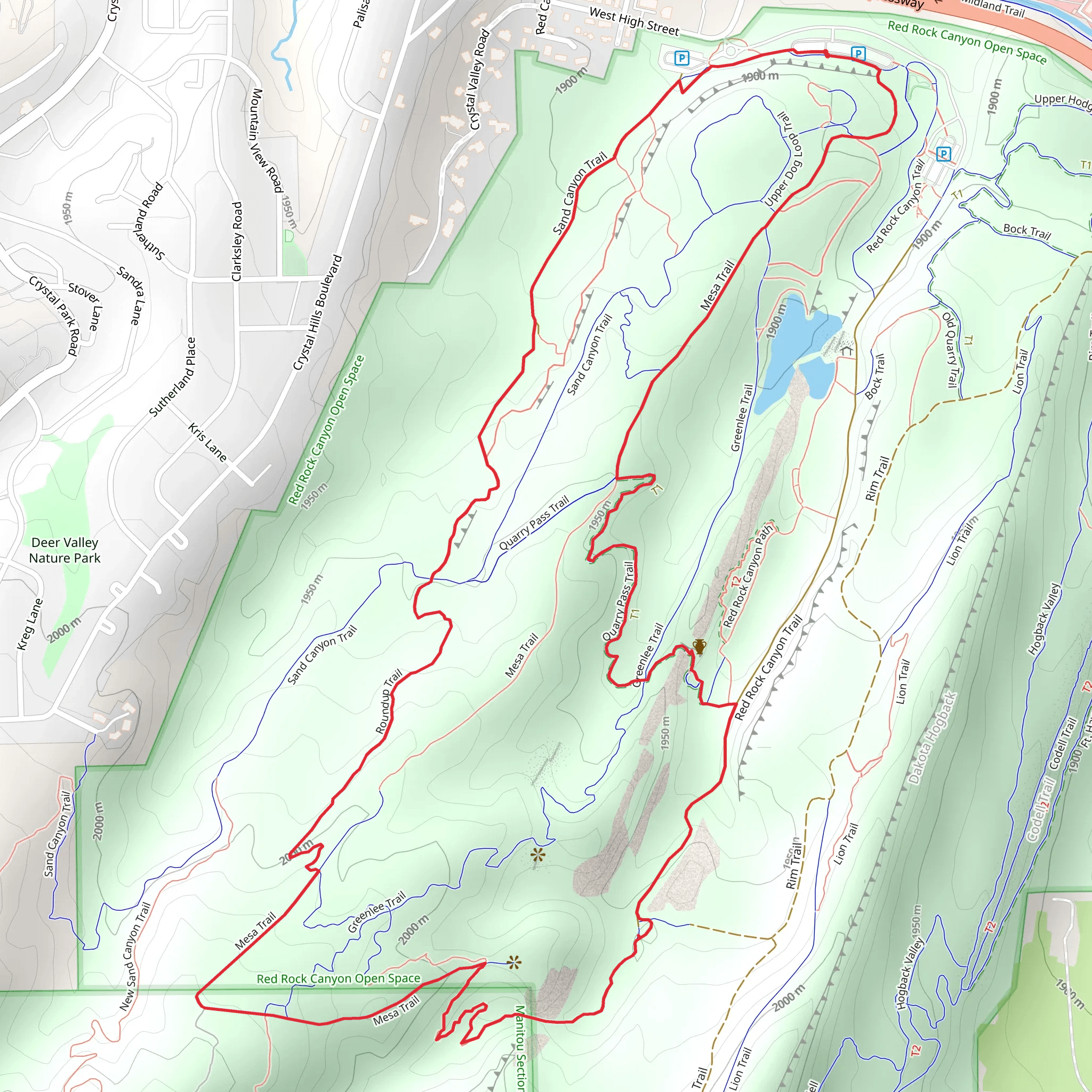 Contemplative and Quarry Pass Loop Trail mobile static map