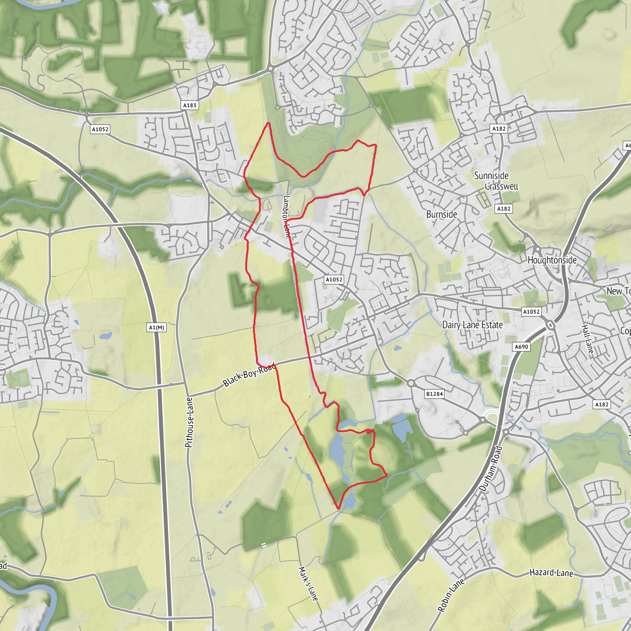 Hike from Rainton Meadows mobile static map