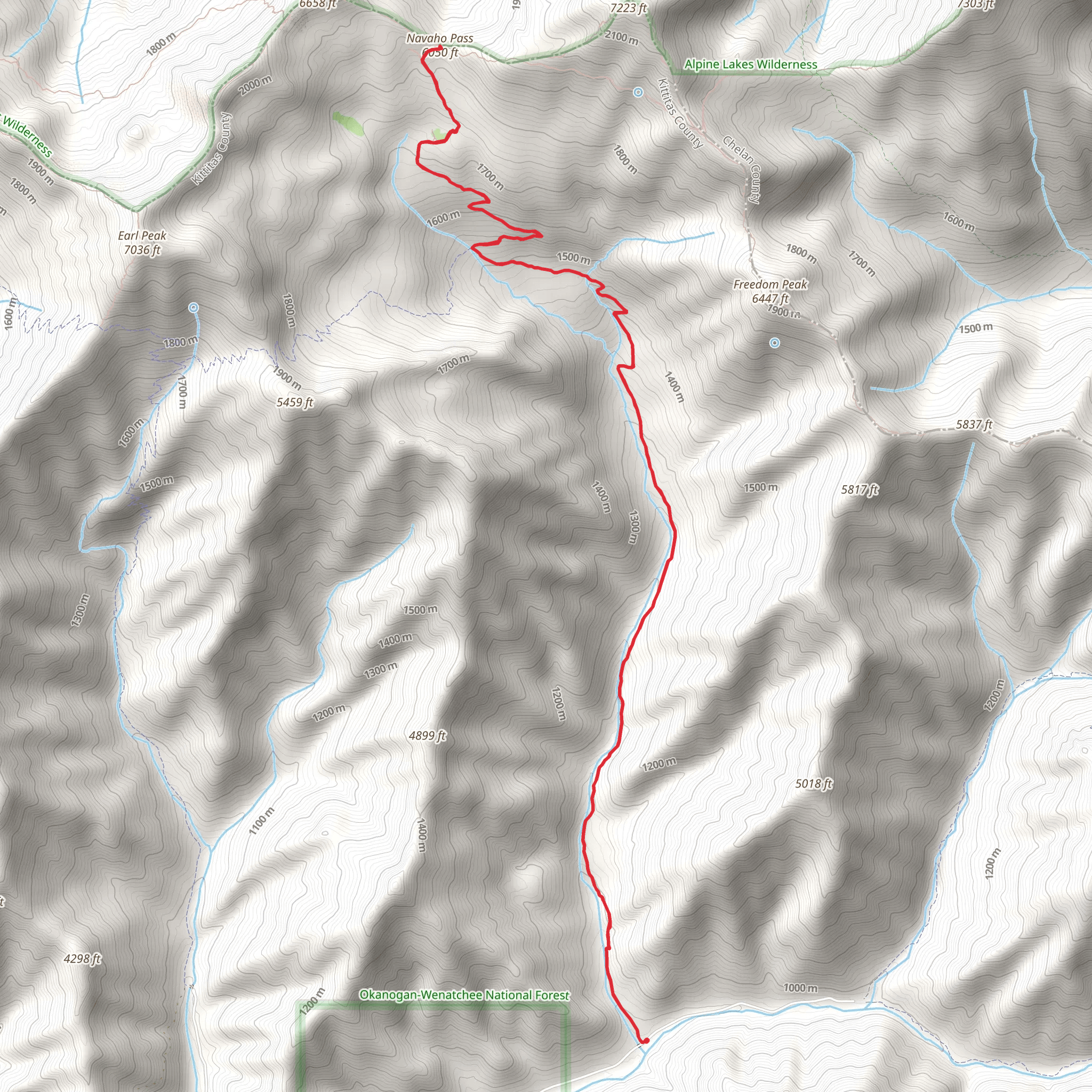 Navaho Pass via Stafford Creek Trail mobile static map