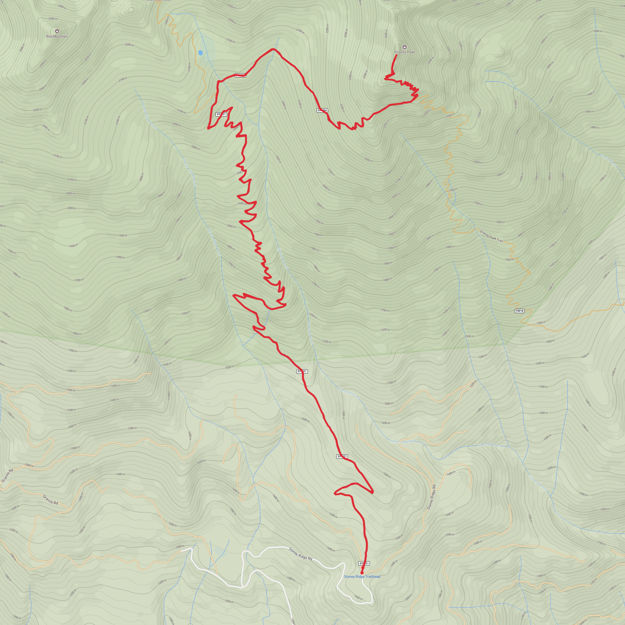Granite Peak Spur via Stoney Ridge Trail mobile static map