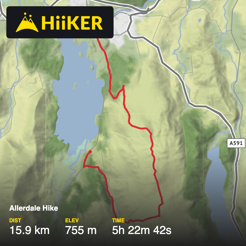A map preview of the recording Allerdale Hike.