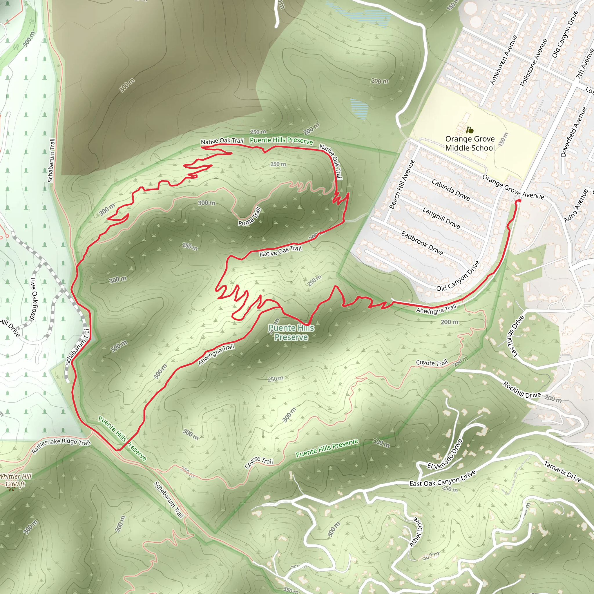Native Oak and Ahwingna Loop Trail mobile static map