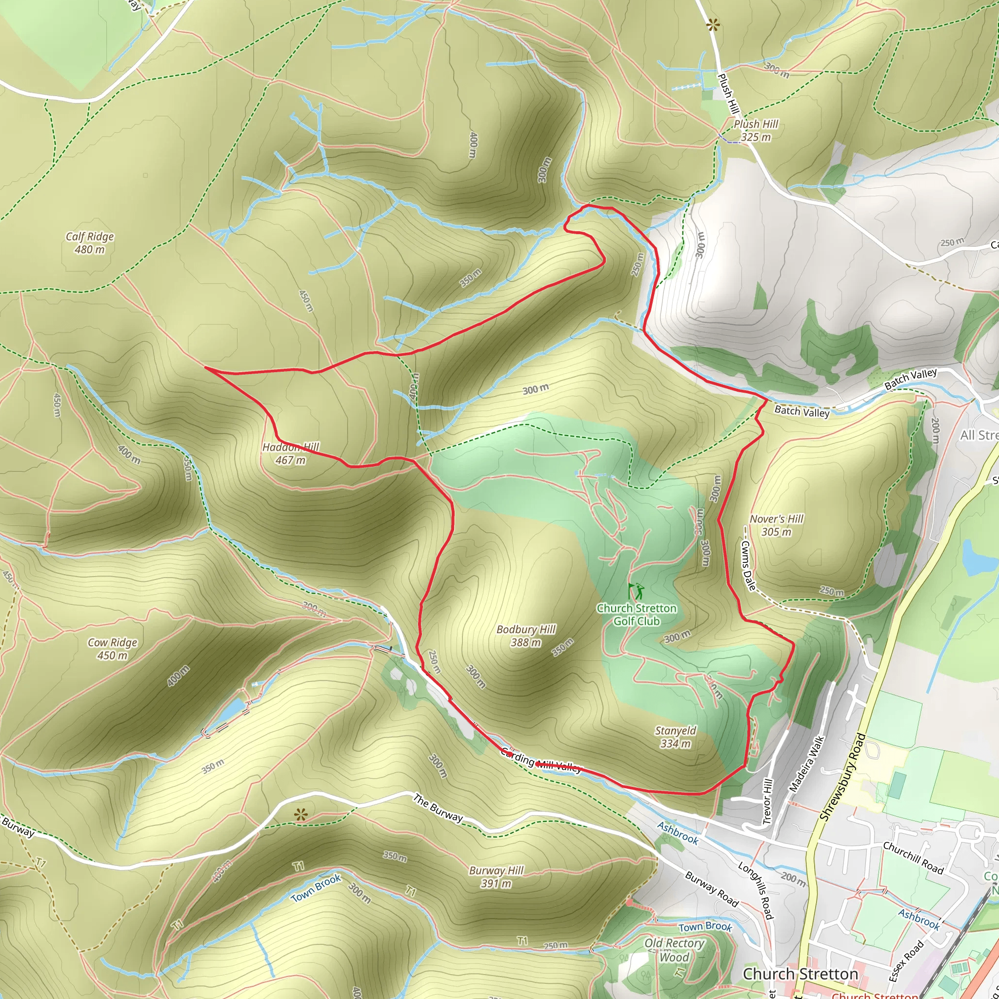 Haddon Hill and Church Stretton Golf Club Loop mobile static map