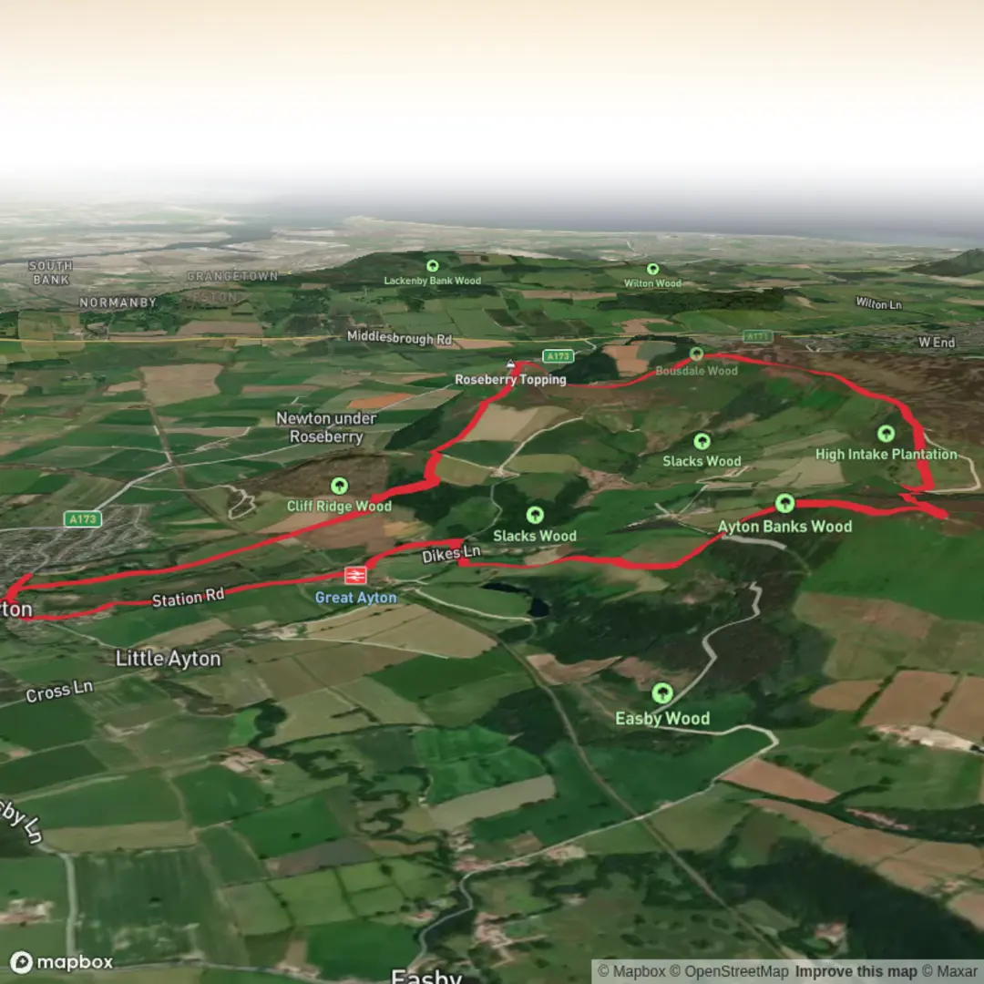 An image depicting the trail The cook monument and Roseburry Topping and its surrounding area.
