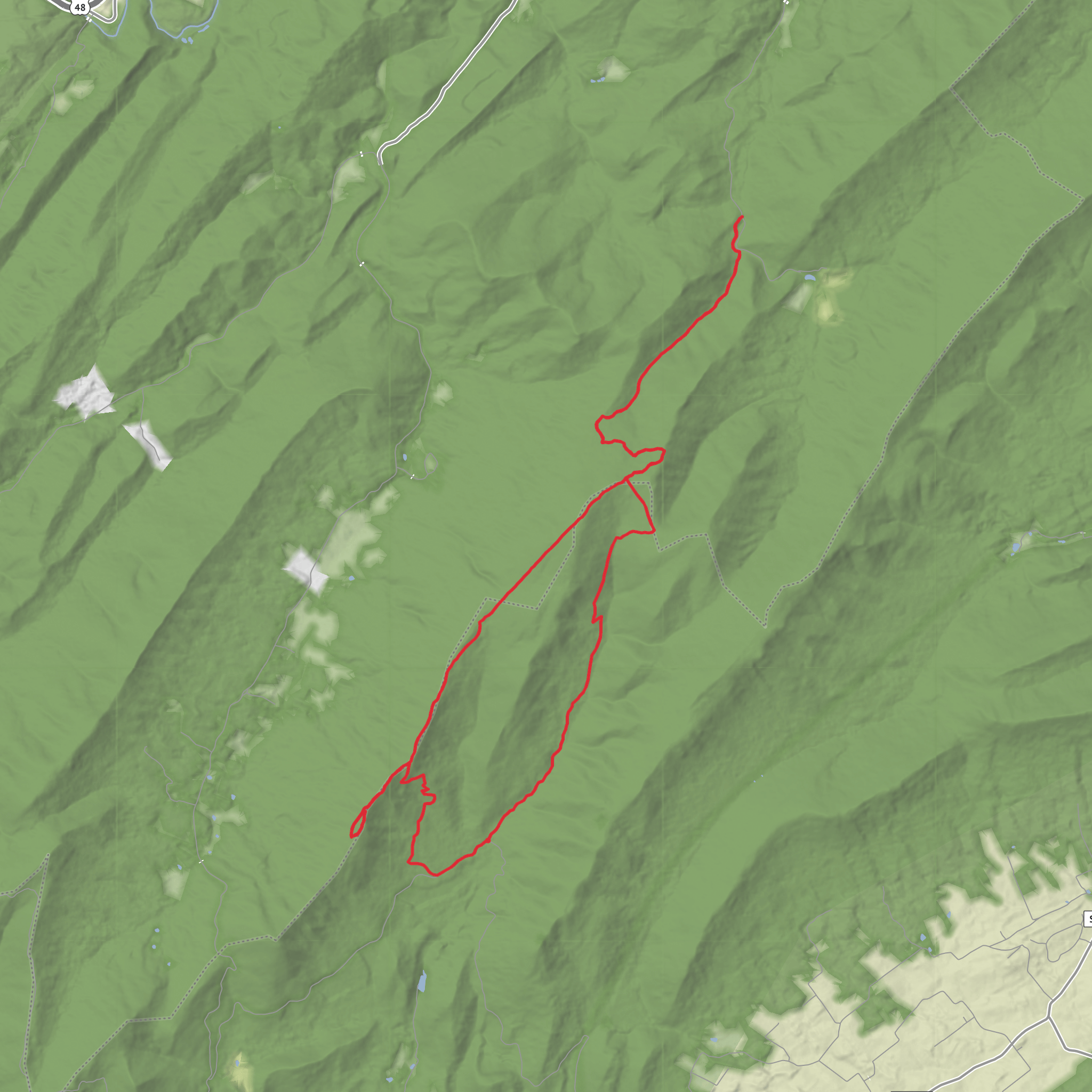 Big Schloss via Little Stony Creek Trail, Tuscarora Pond Run Trail and Mill Mountain Trail mobile static map