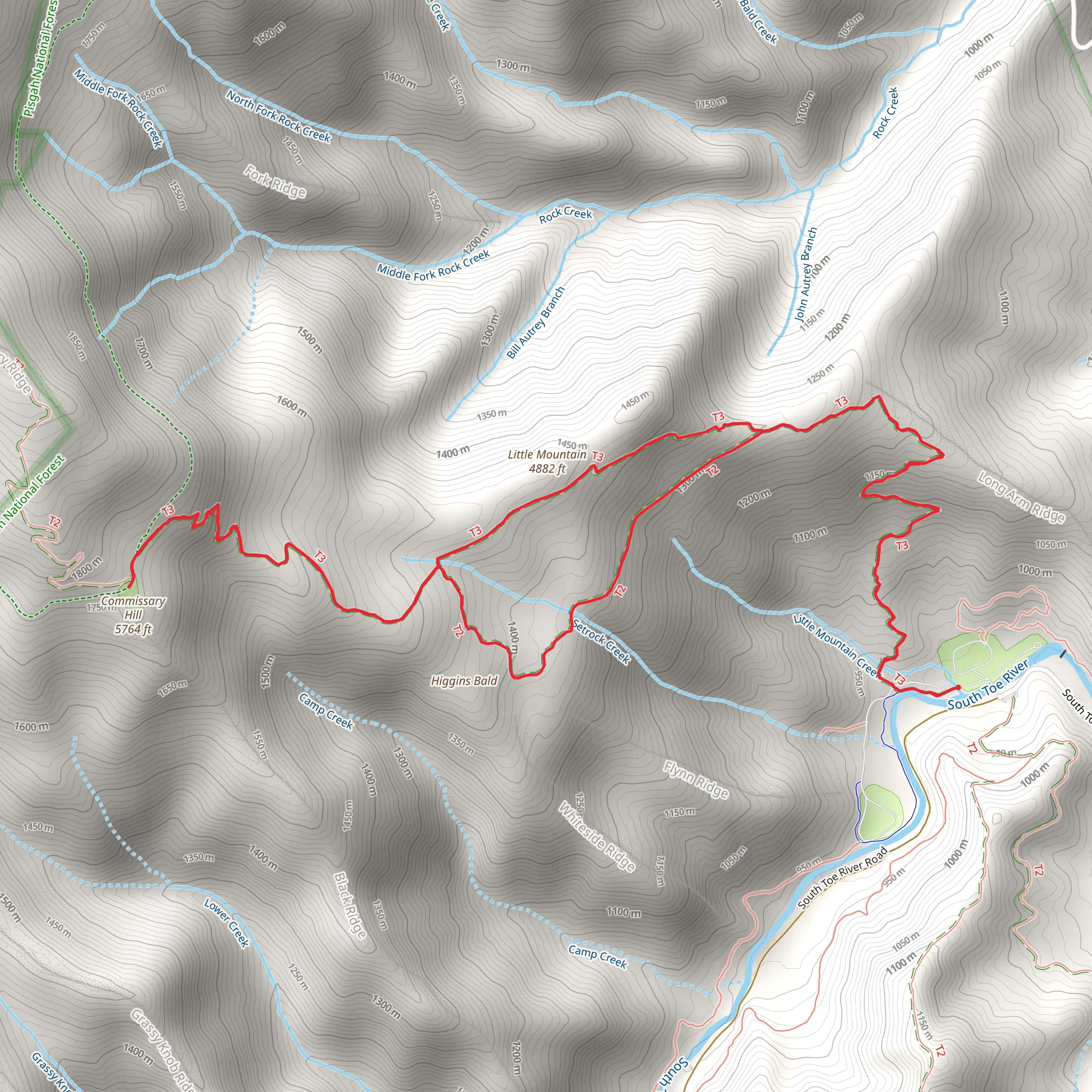 Little Mountain and Commissary Hill via Mount Mitchell Trail mobile static map