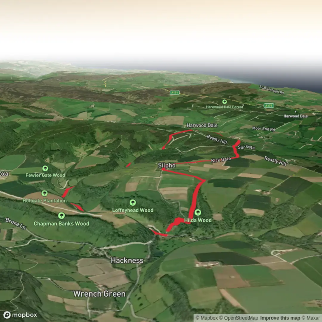 An image depicting the trail St Peter’s & Silpho circular and its surrounding area.