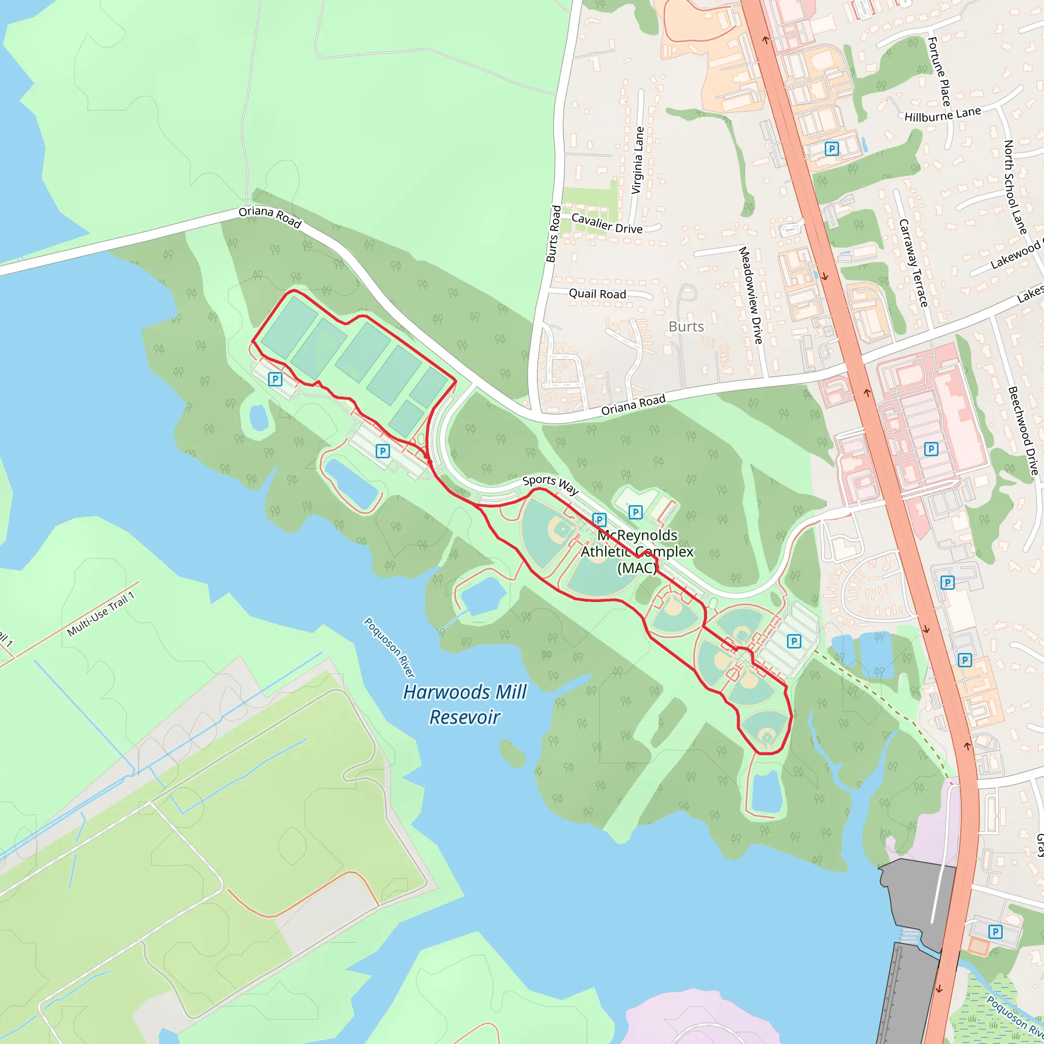 Harwood Mills Park Loop mobile static map