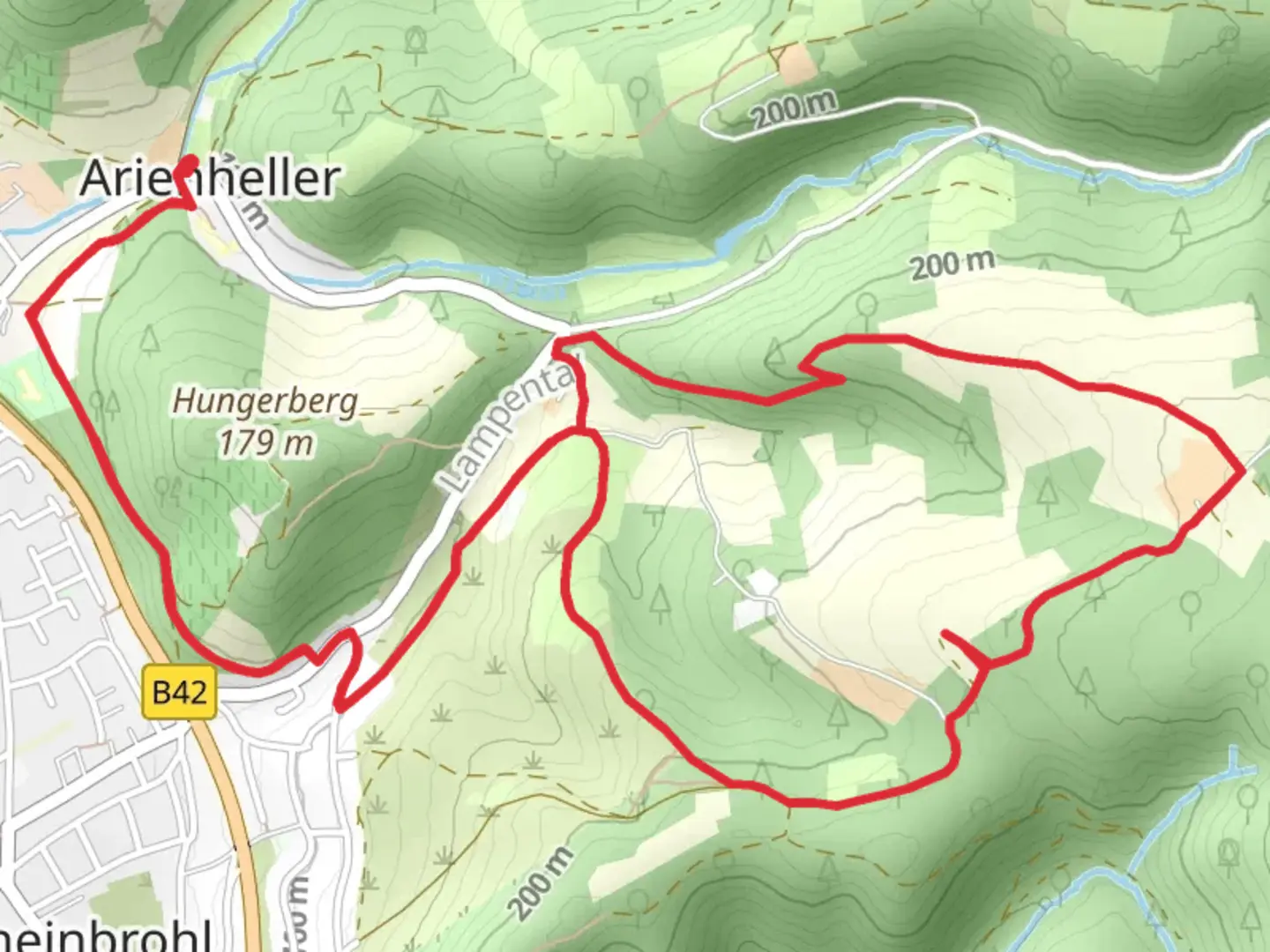An image depicting the trail Christinenhoehe and Jaus Forst via Uckerhöhler Weg and its surrounding area.