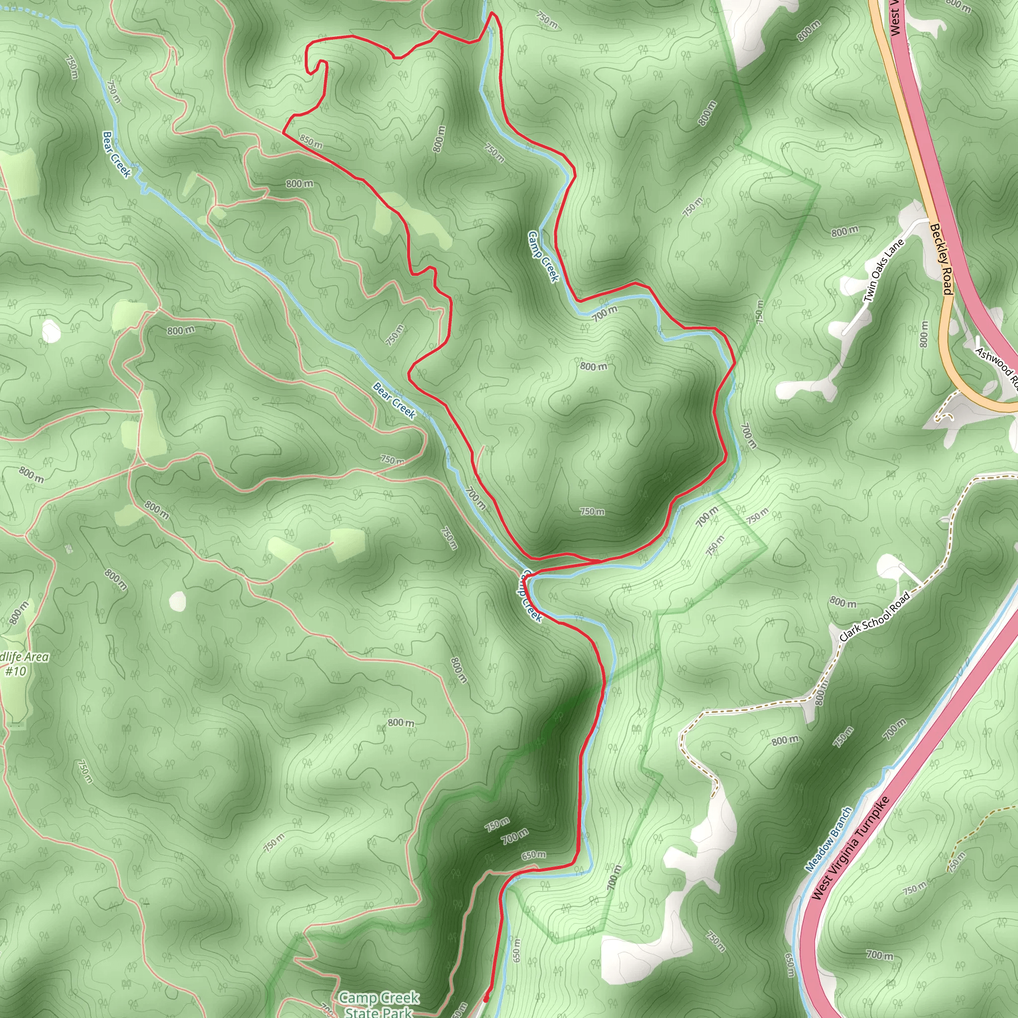 Turkey Road and Bear Wallow Road and Loop Trail mobile static map