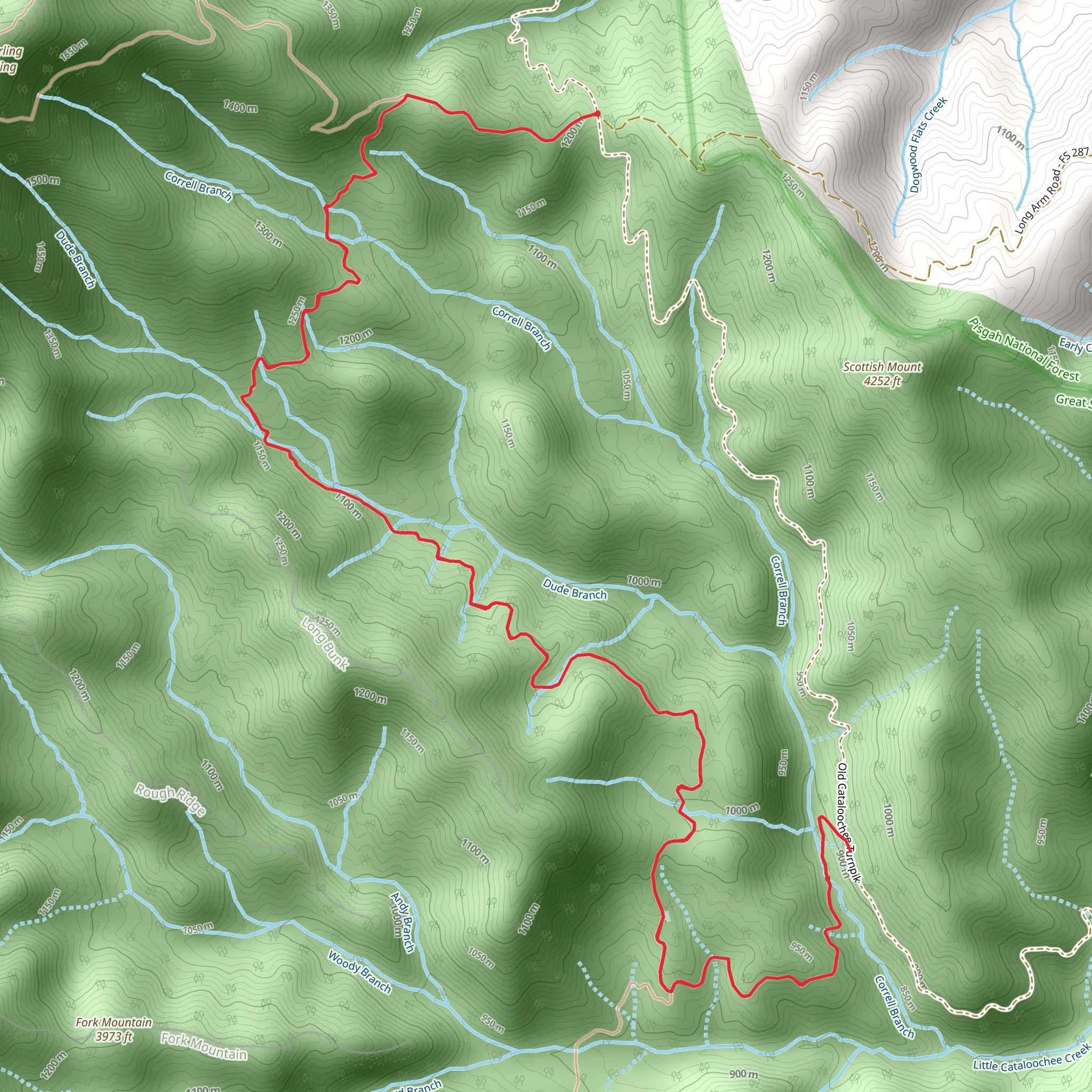 Mount Sterling Trail and Little Cataloochee Trail mobile static map