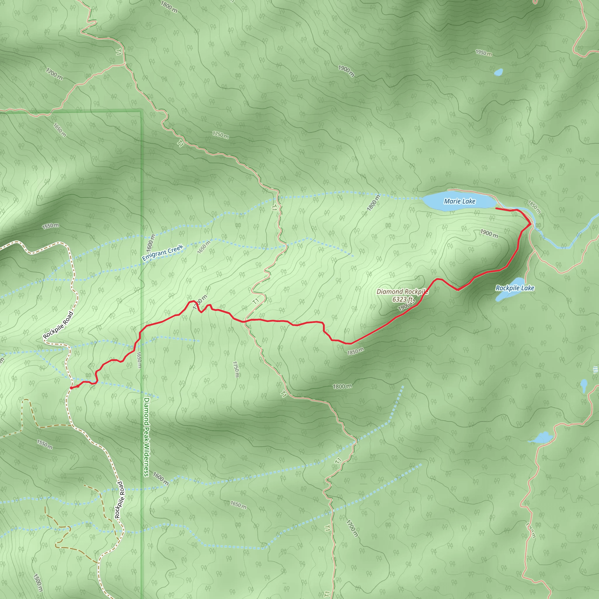 Marie Lake via Rockpile Trail mobile static map