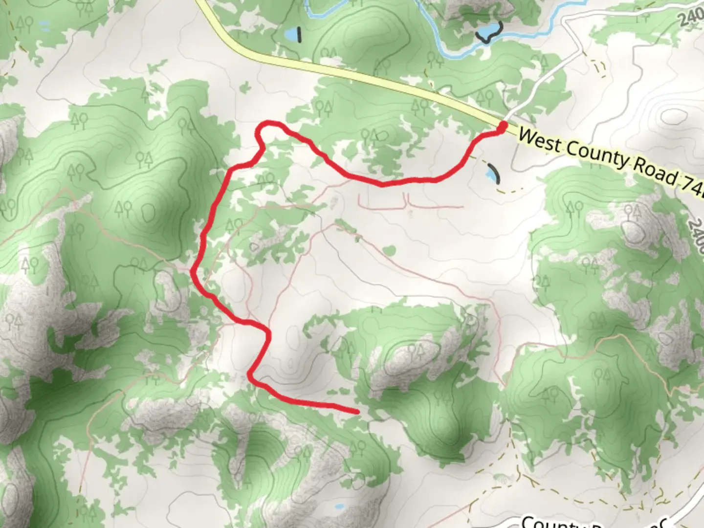 An image depicting the trail Box Hollow Trail via Granite Ridge Trail and its surrounding area.
