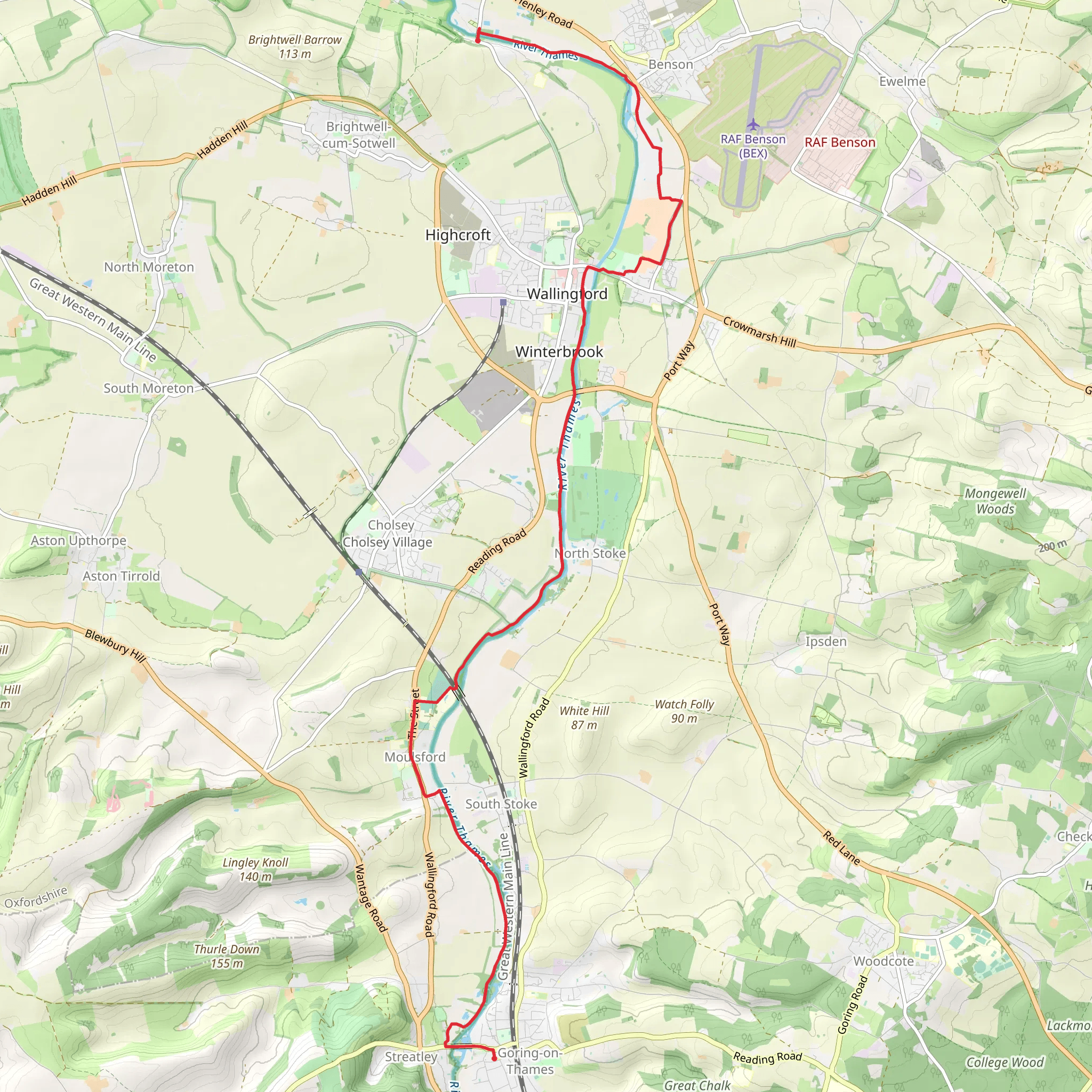 Goring and Streatley to Shillingford Walk mobile static map