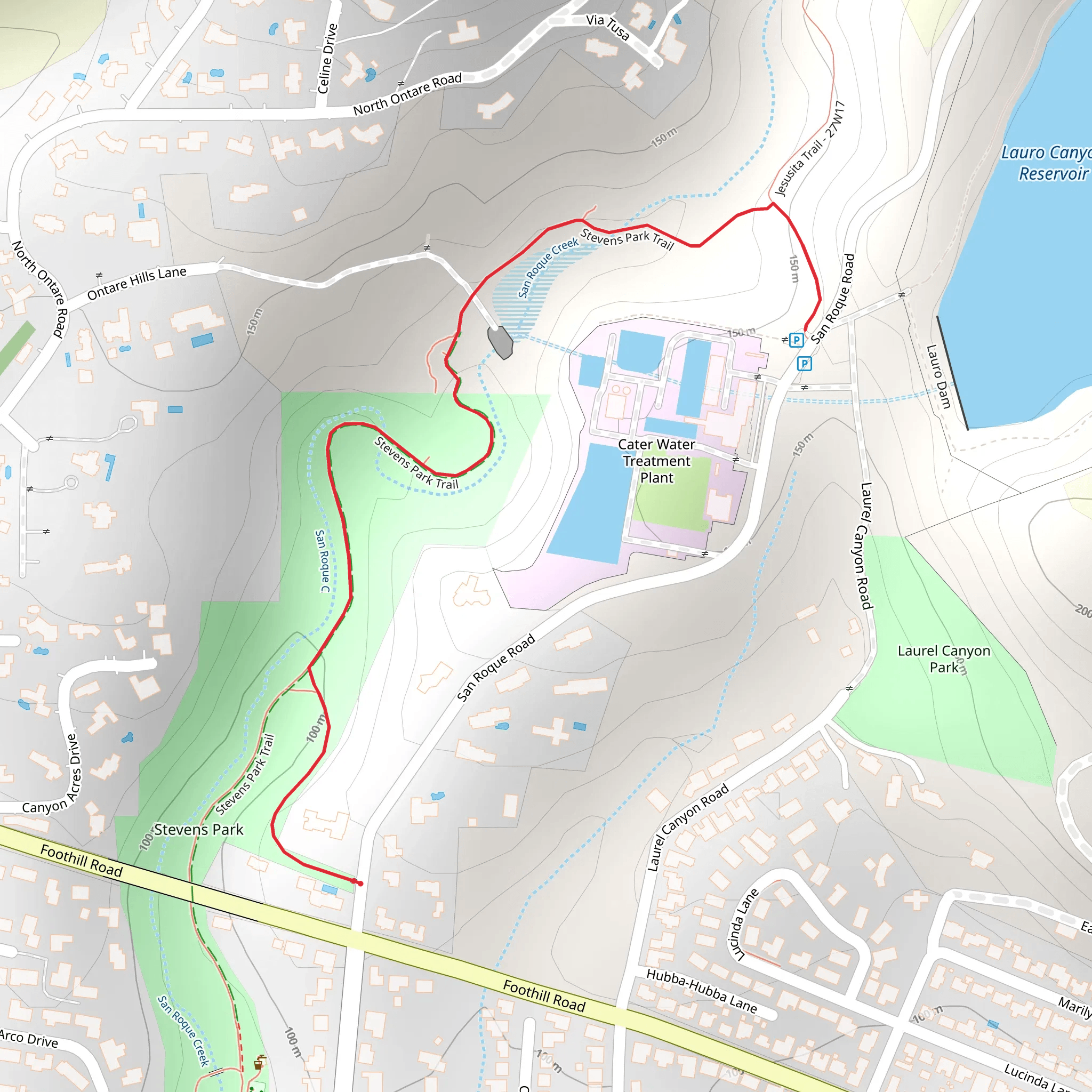 Steven Park and Jesusita Trail mobile static map