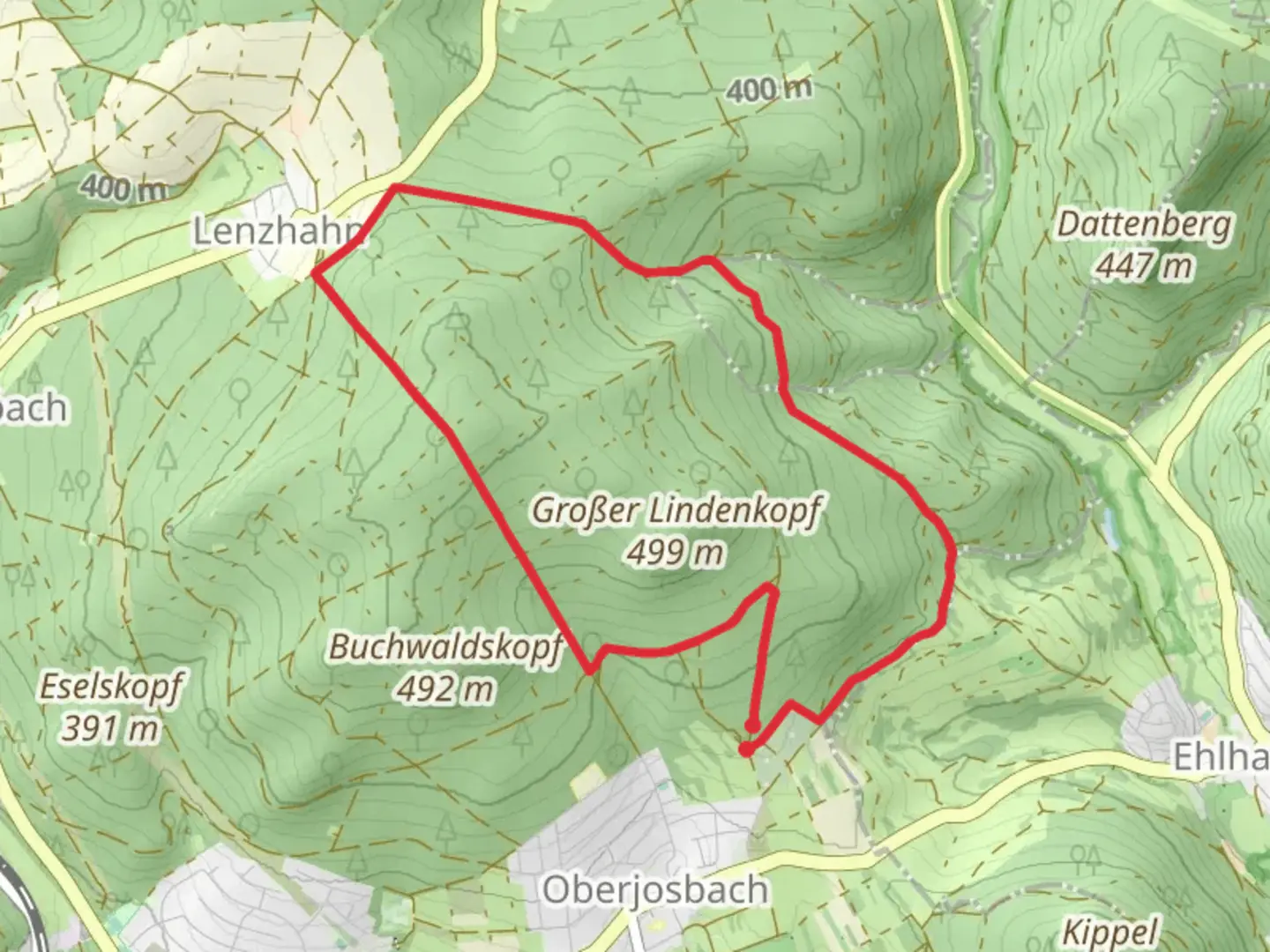 An image depicting the trail Lindenkopf - Geweih and its surrounding area.
