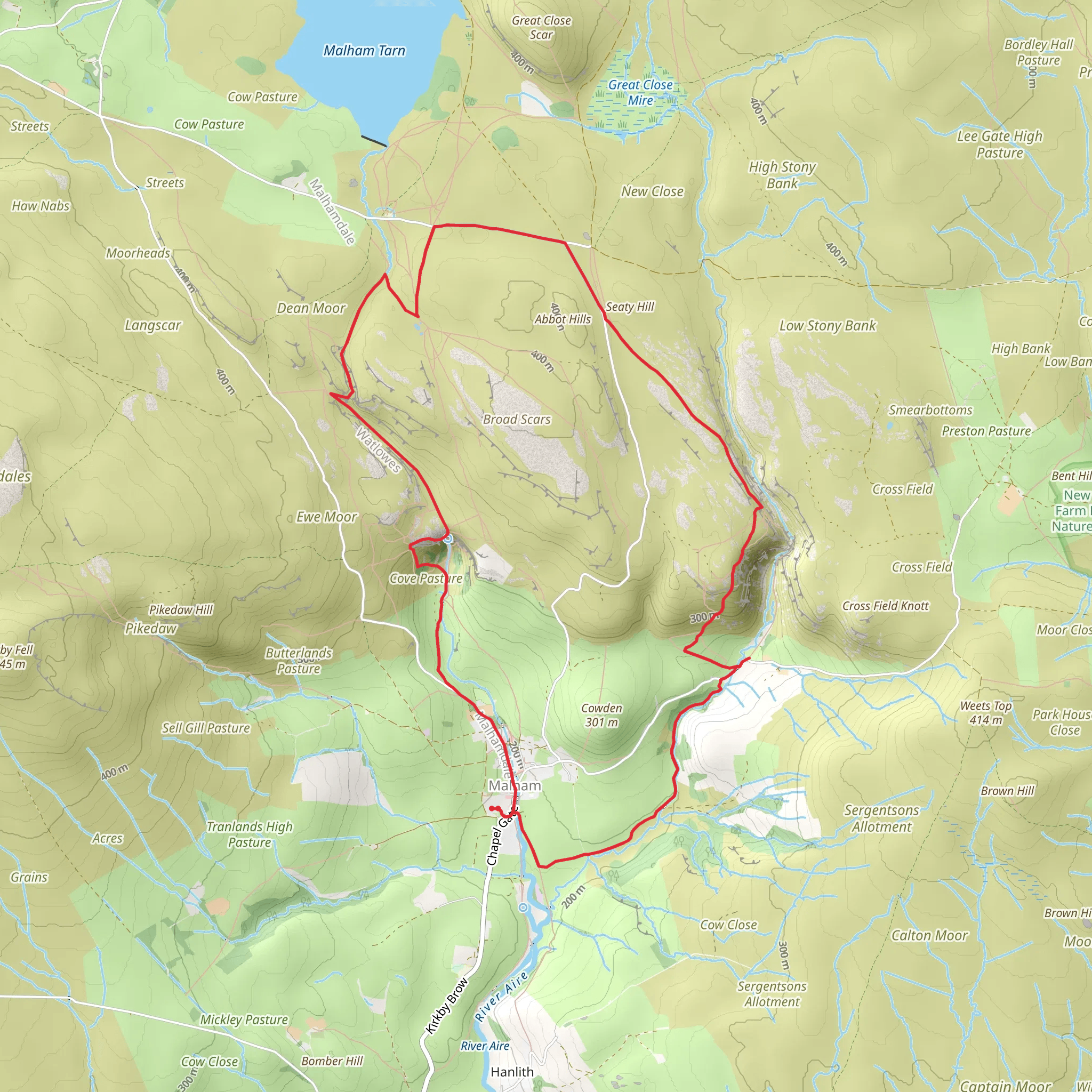 Malham Cove, Comb Hill and New Close Knotts Loop mobile static map