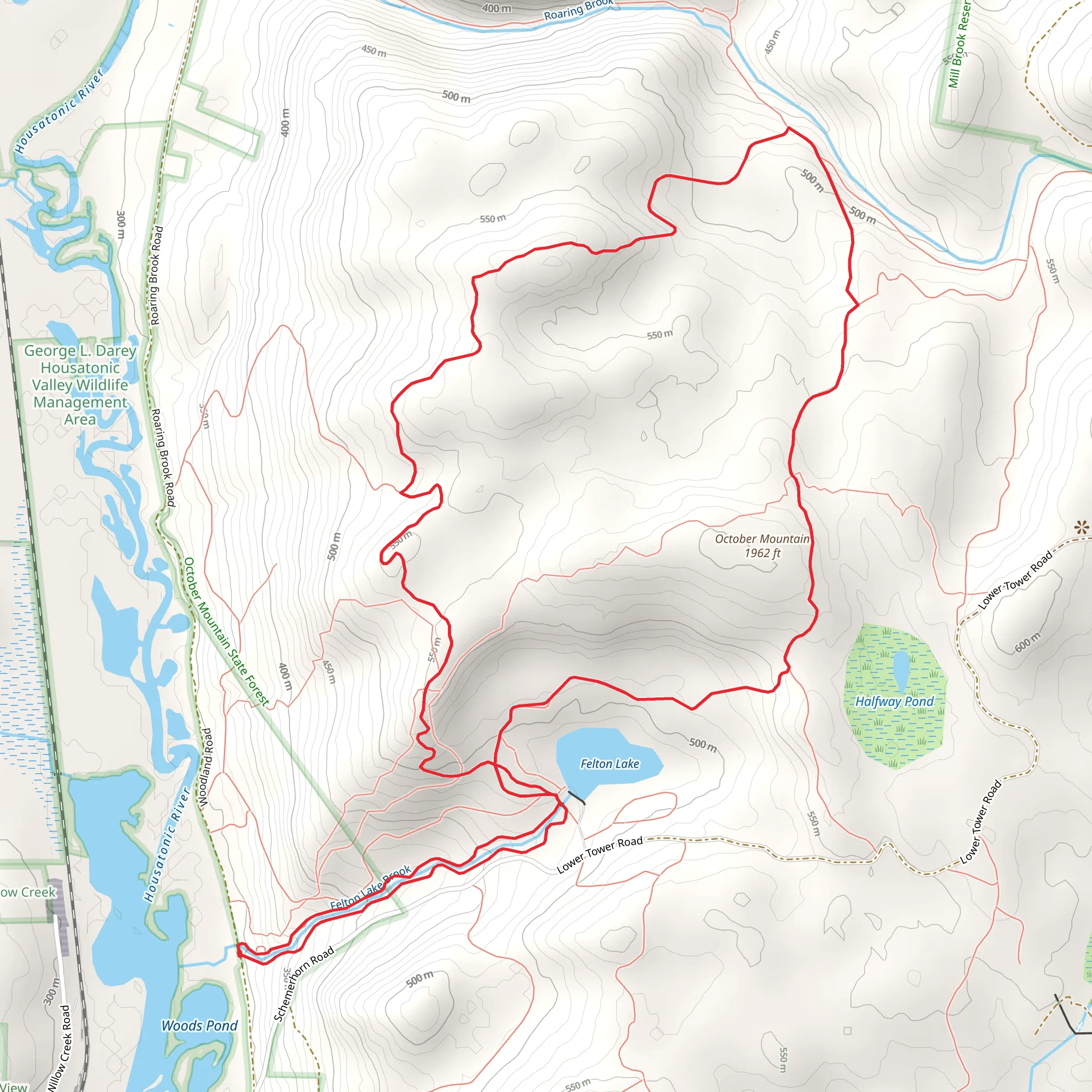 October Mountain and Felton Lake Loop via Switchback Trail mobile static map