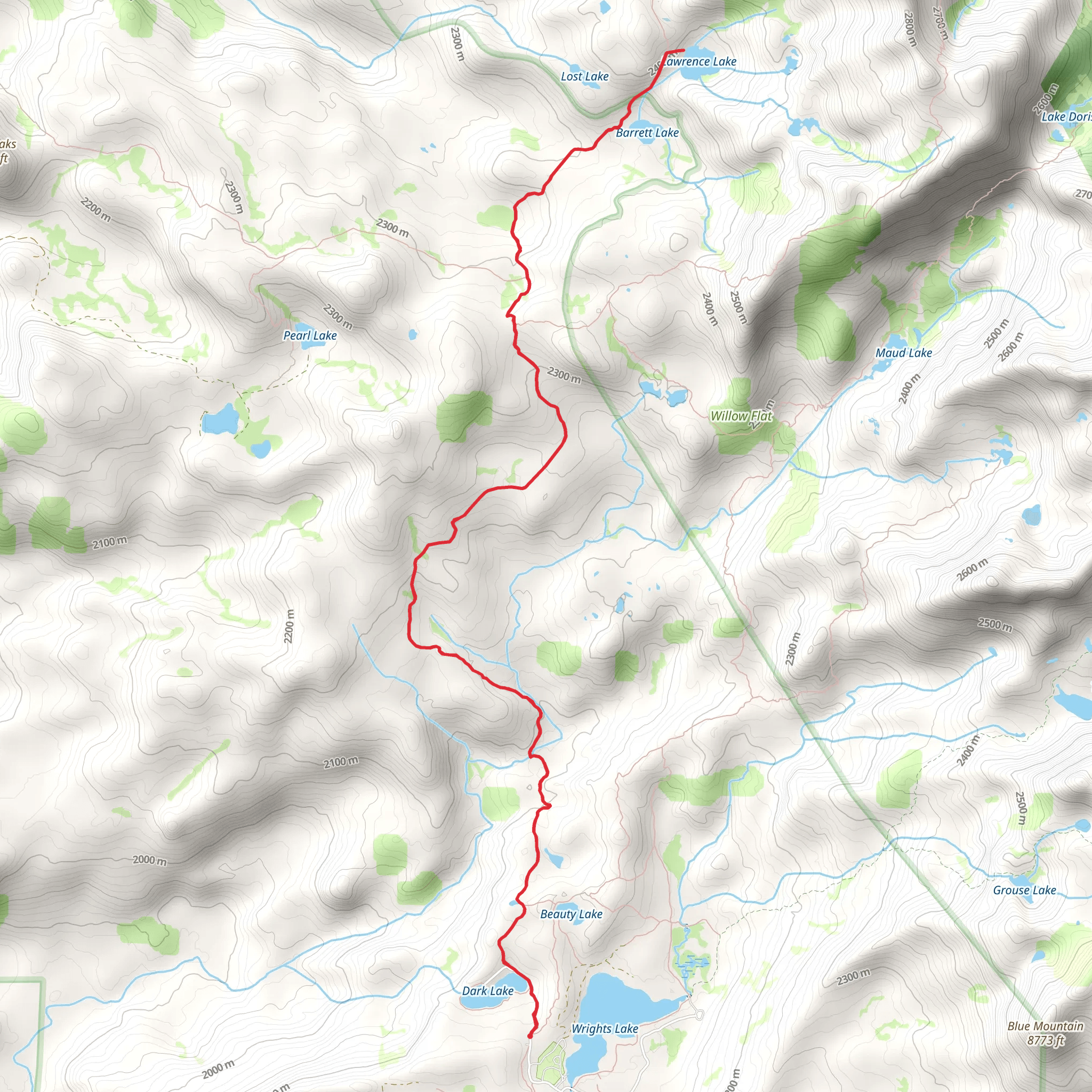 Lawrence Lake via Barret Lake Trail mobile static map