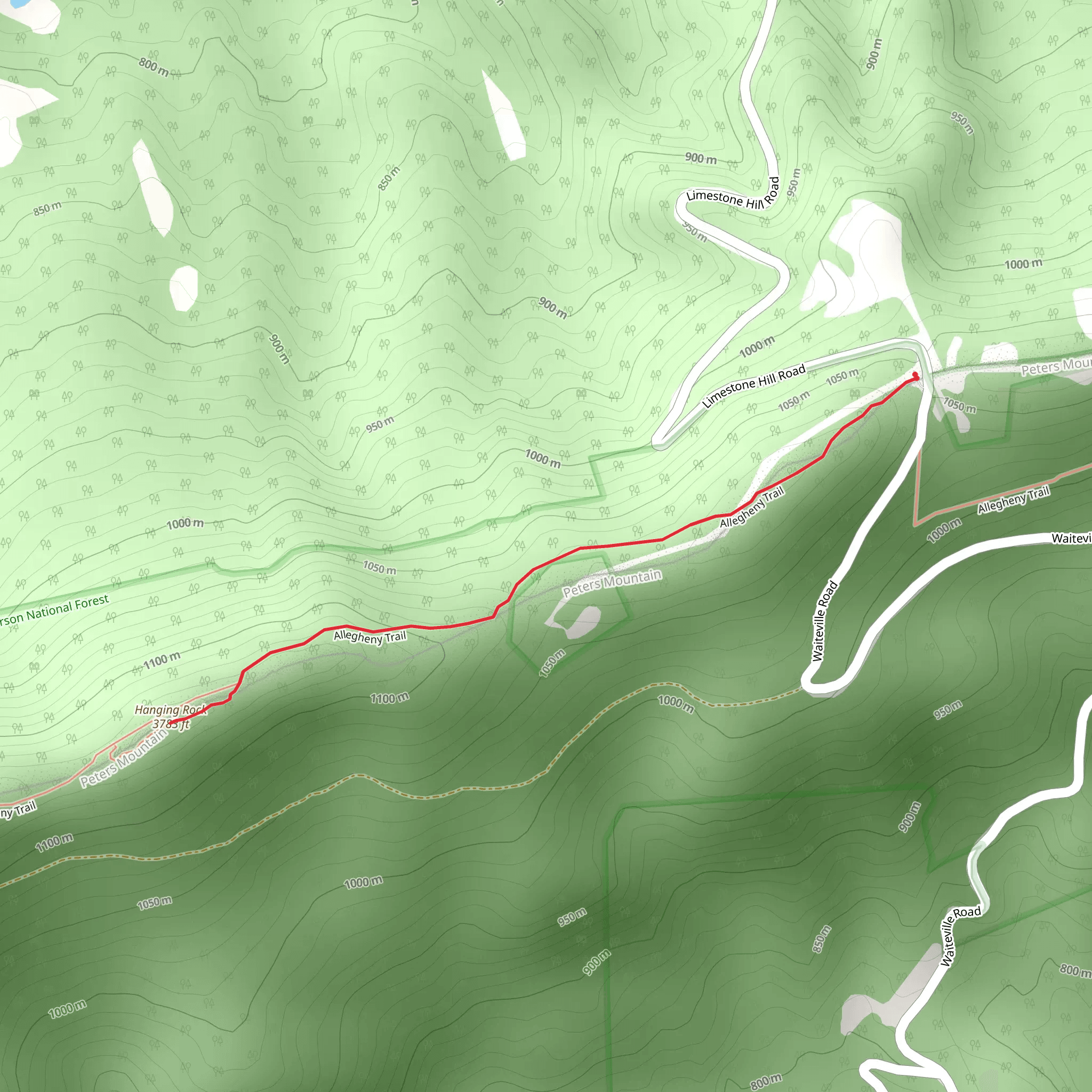 Hanging Rock via Allegheny Trail mobile static map