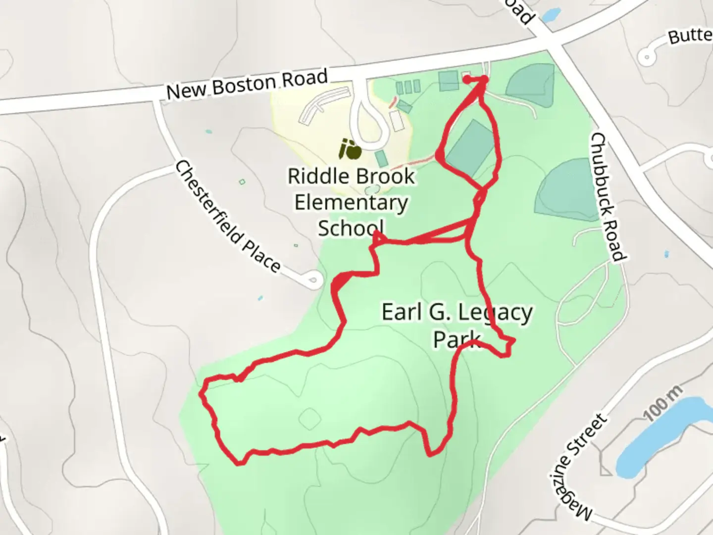 An image depicting the trail Riddle Creek Loop and its surrounding area.