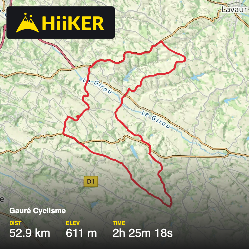 A map preview of the recording Gauré Cyclisme.