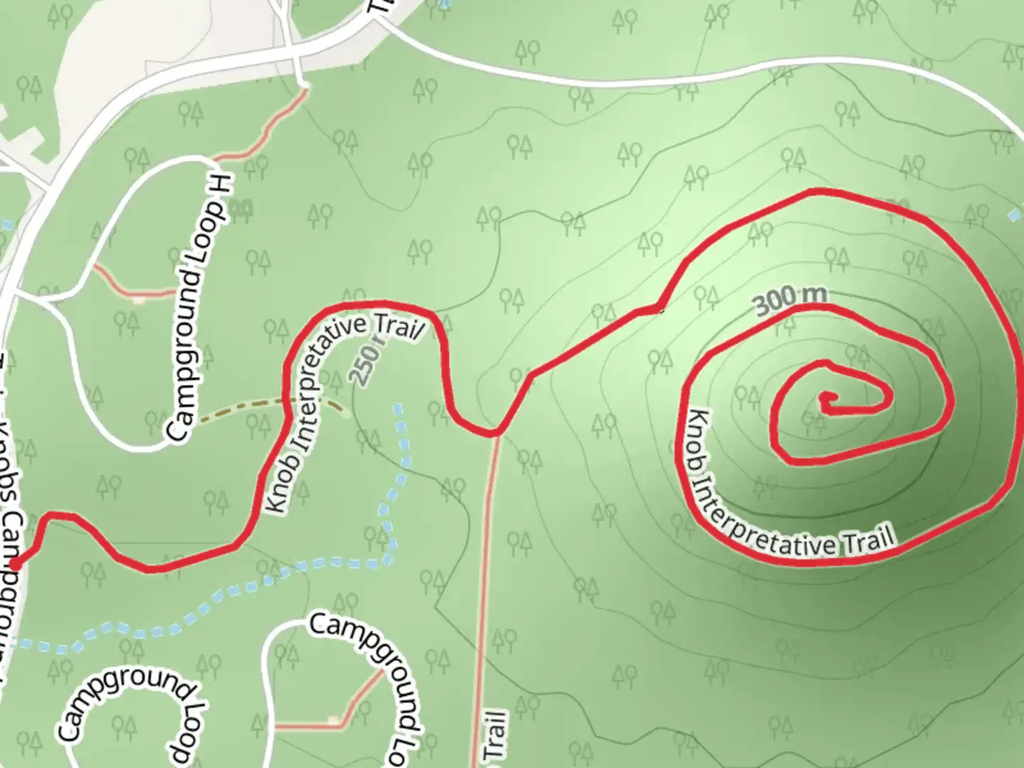 An image depicting the trail Knob Interpretative Trail and its surrounding area.